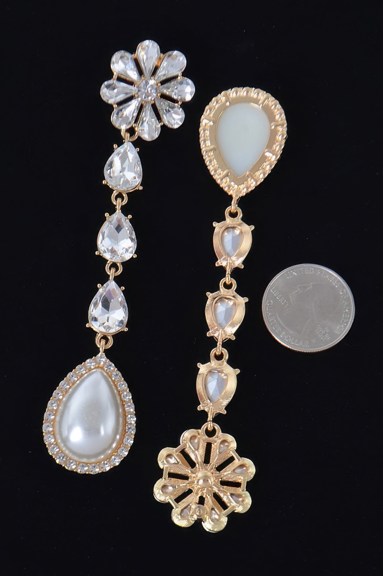 Pearl Rhinestone Drop Earring product image
