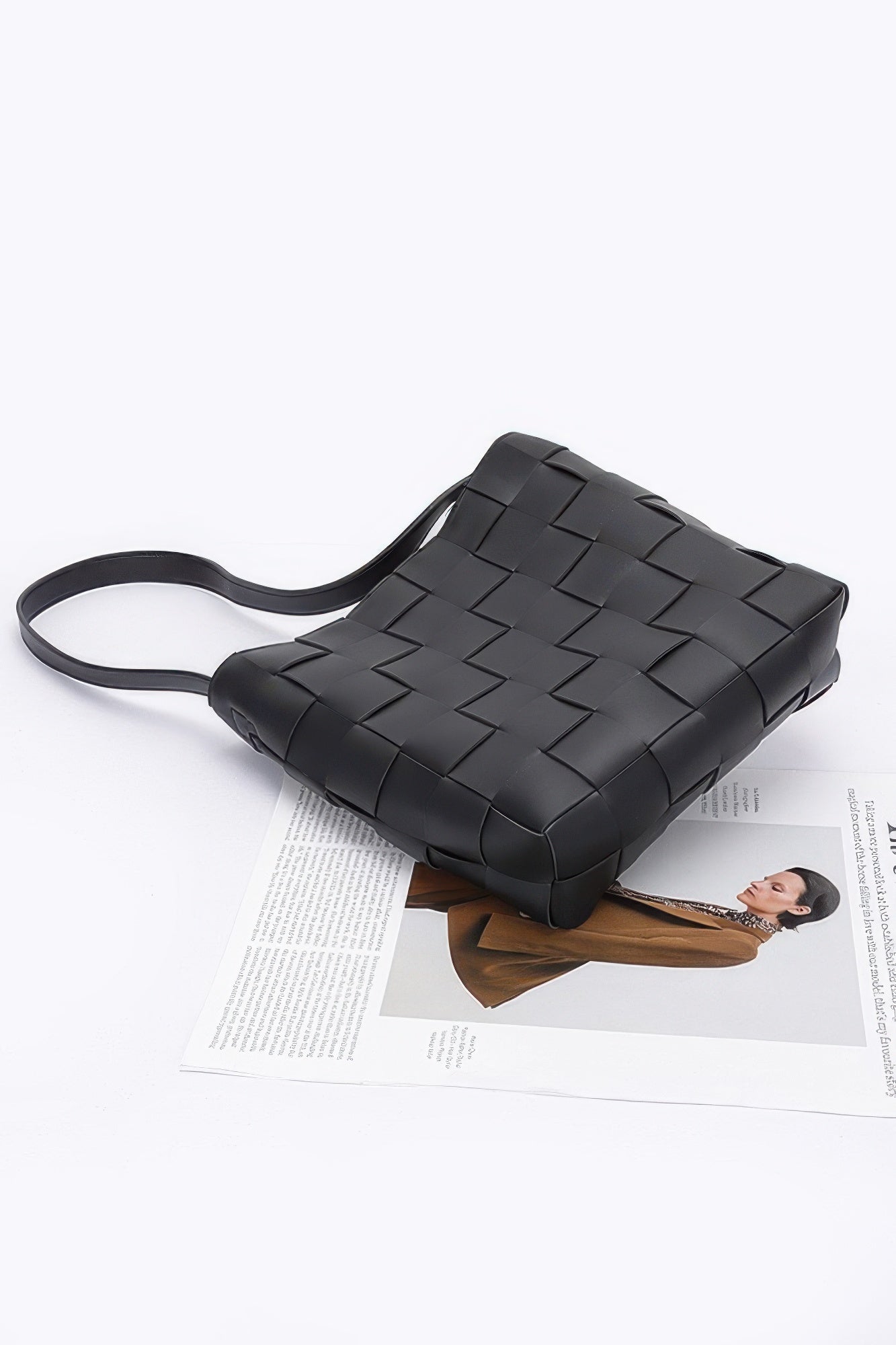 Faux Leather Braided Shoulder Bag W Pouch product image