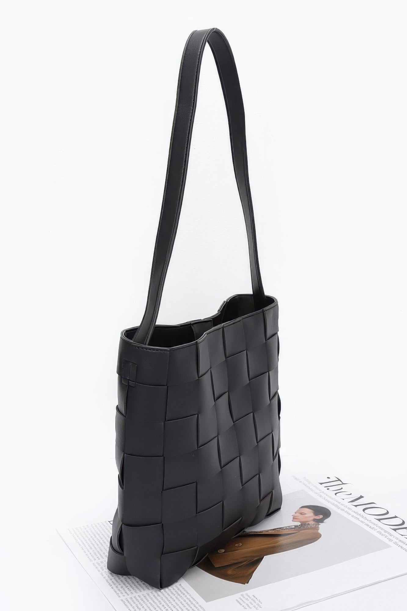 Faux Leather Braided Shoulder Bag W Pouch product image