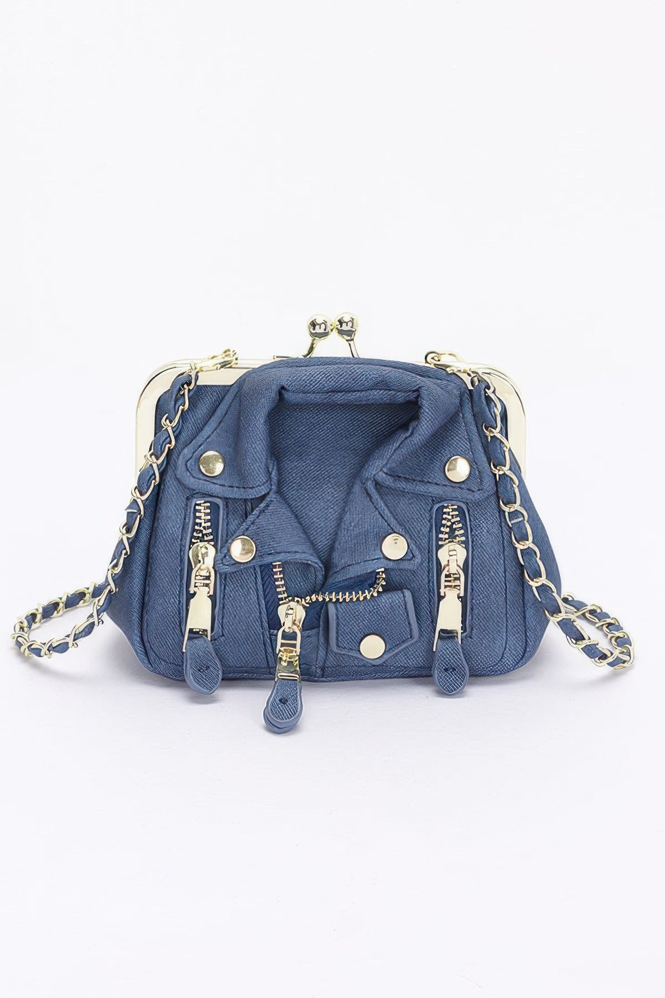 Faux Denim Leather Jacket Style Crossbody Bag product image