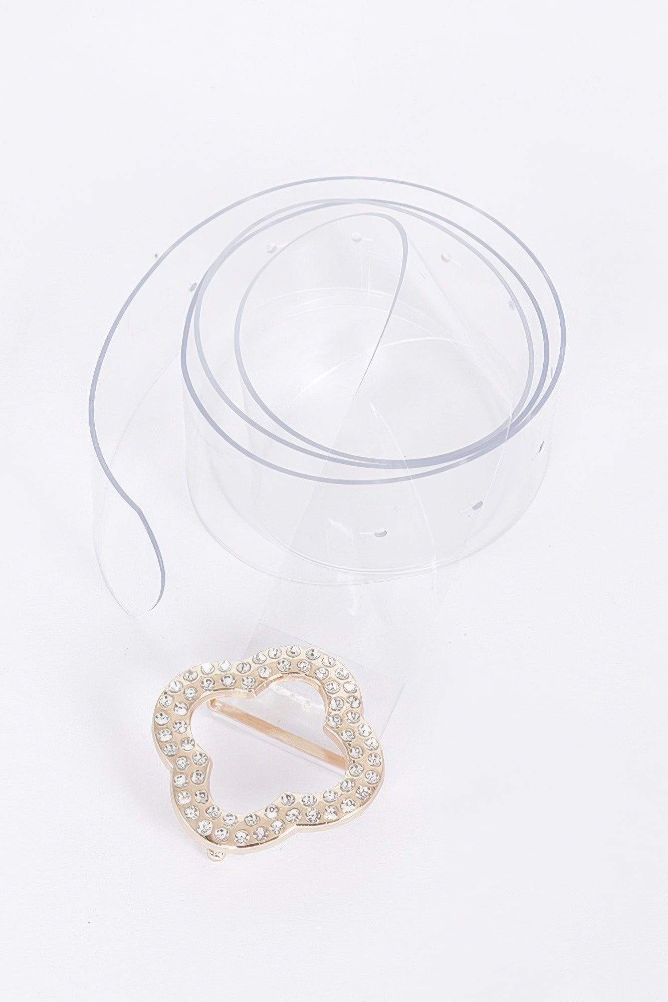 Rhinestone Metal Buckle Clear Belt product image