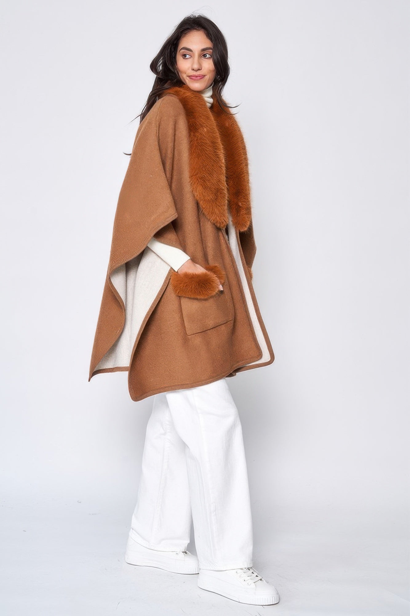 Faux Fur Collar Kimono product image