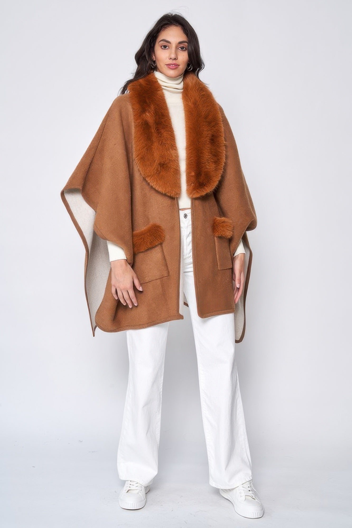 Faux Fur Collar Kimono product image
