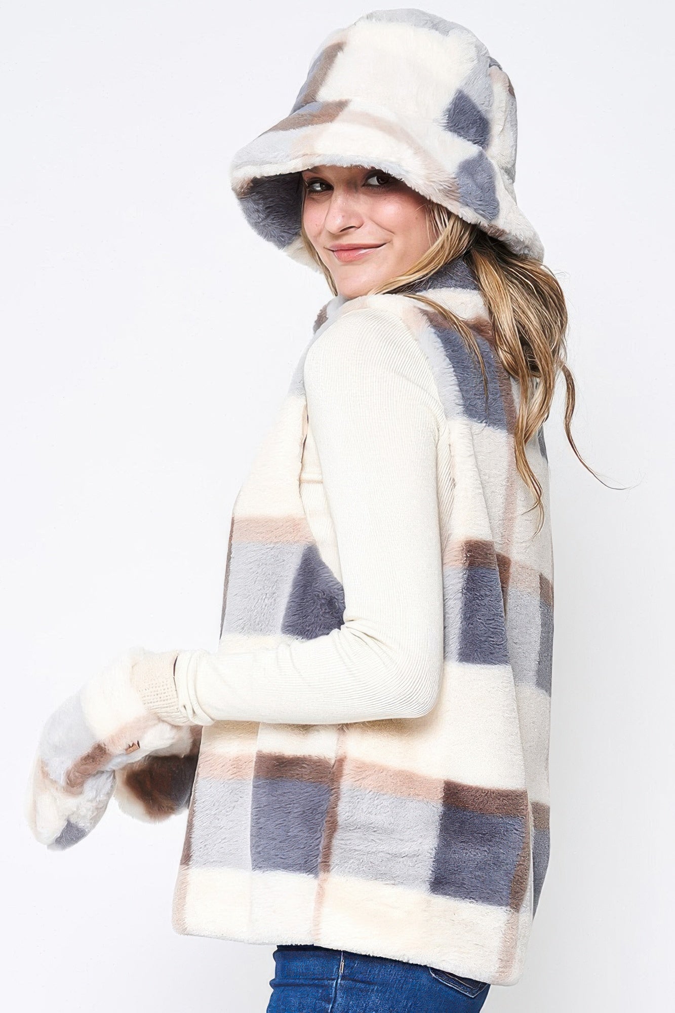 Plaid Faux Fur Vest product image