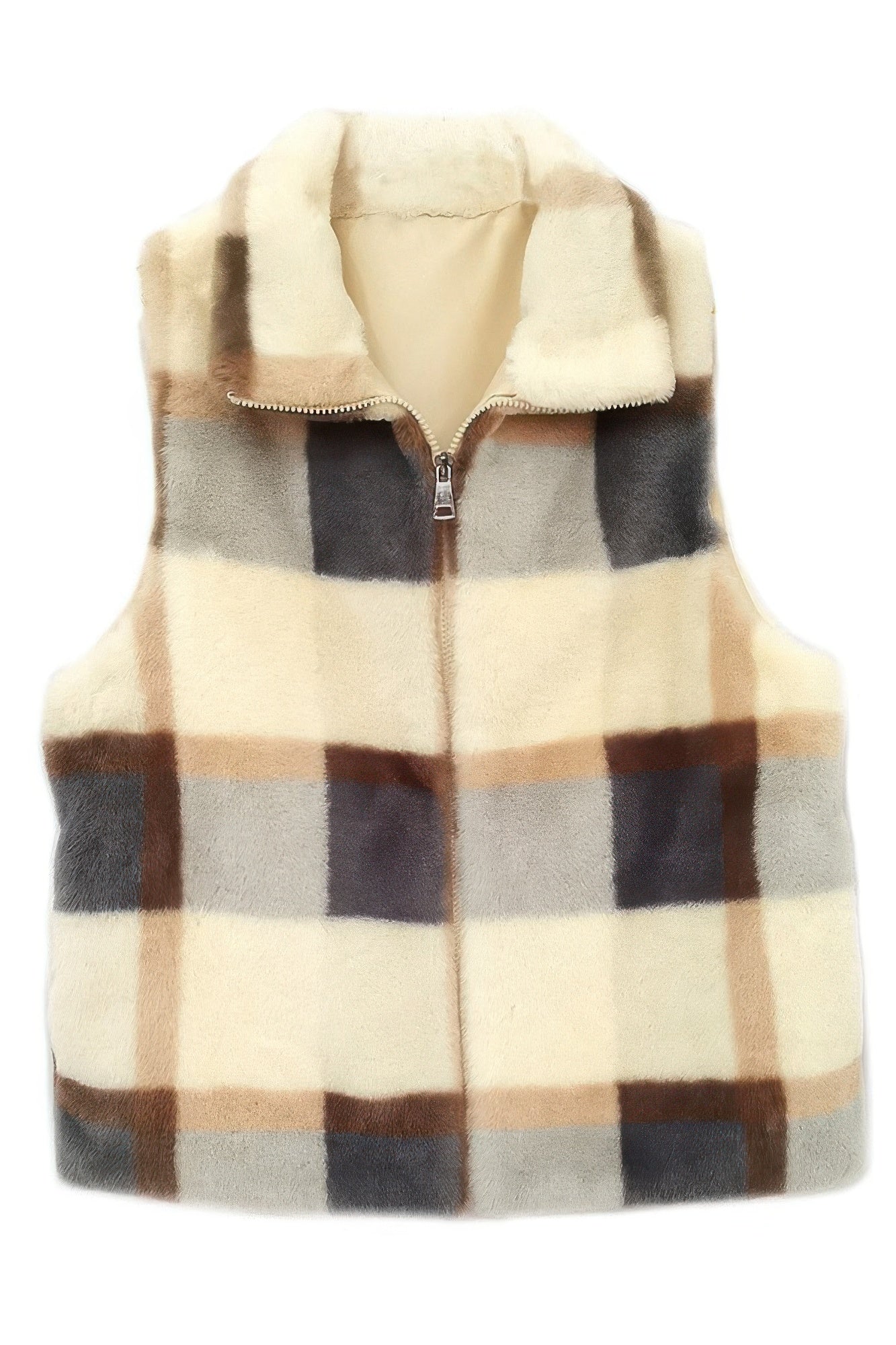 Plaid Faux Fur Vest product image