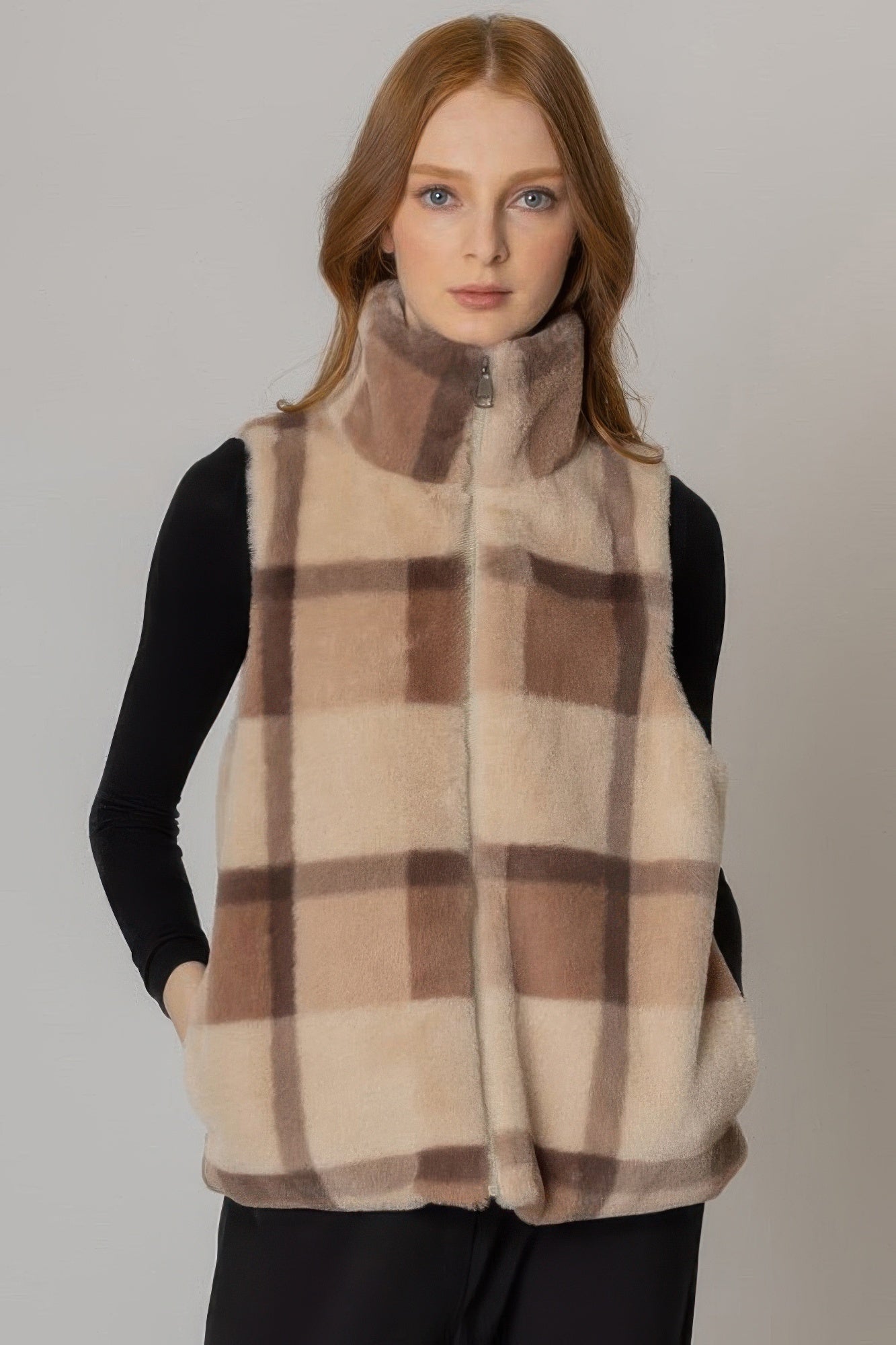 Plaid Faux Fur Vest product image