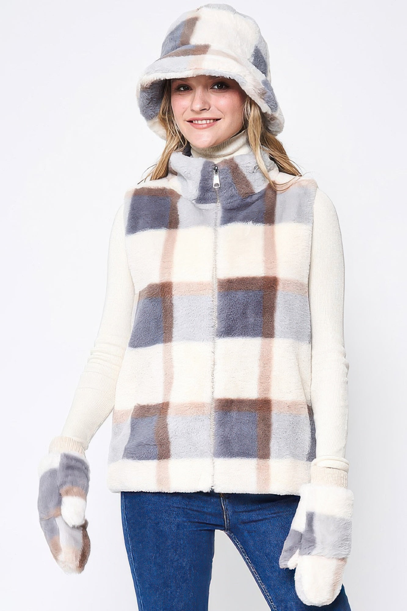 Plaid Faux Fur Vest product image