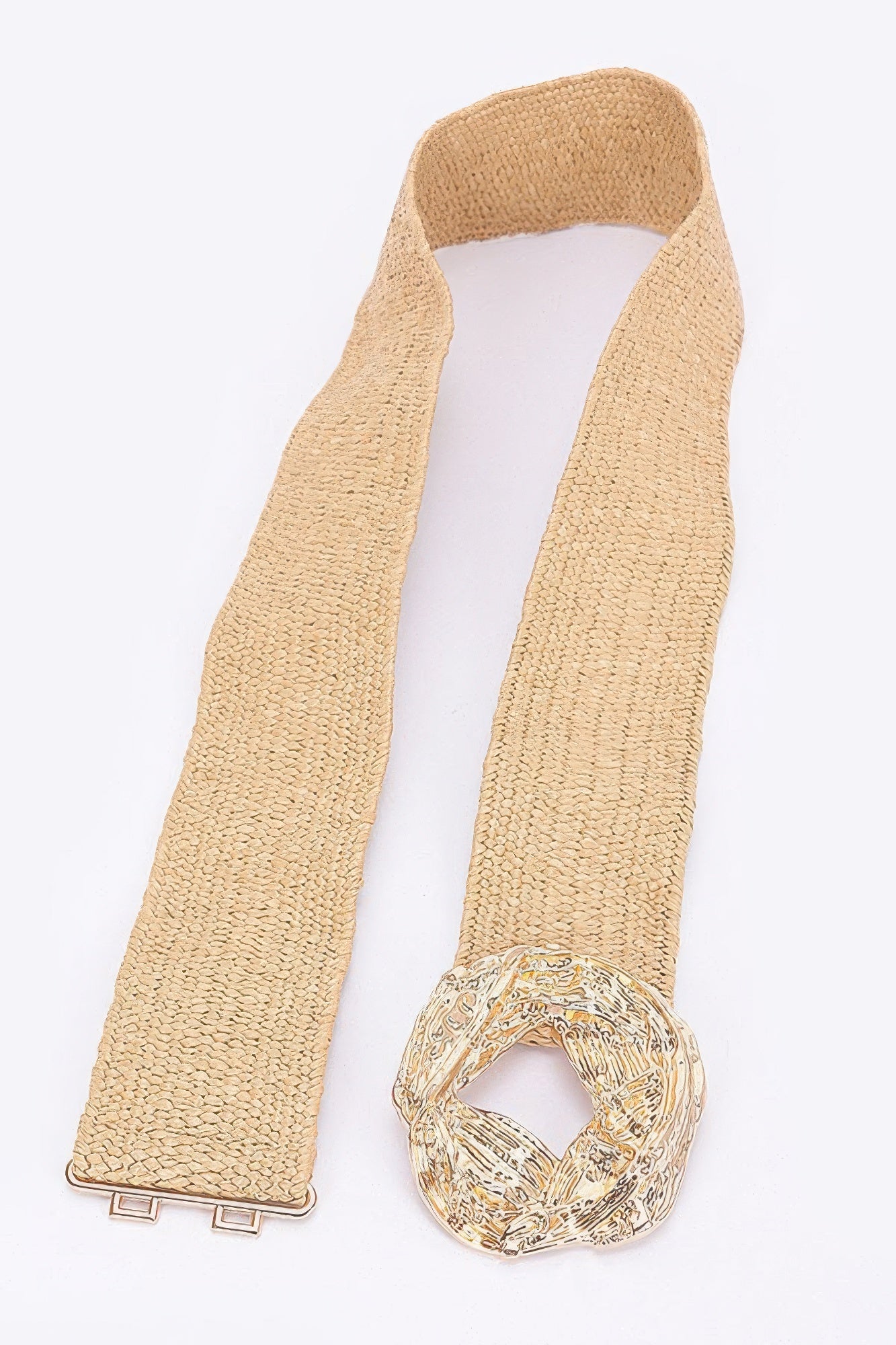 Metal Buckle Elastic Faux Straw Belt product image