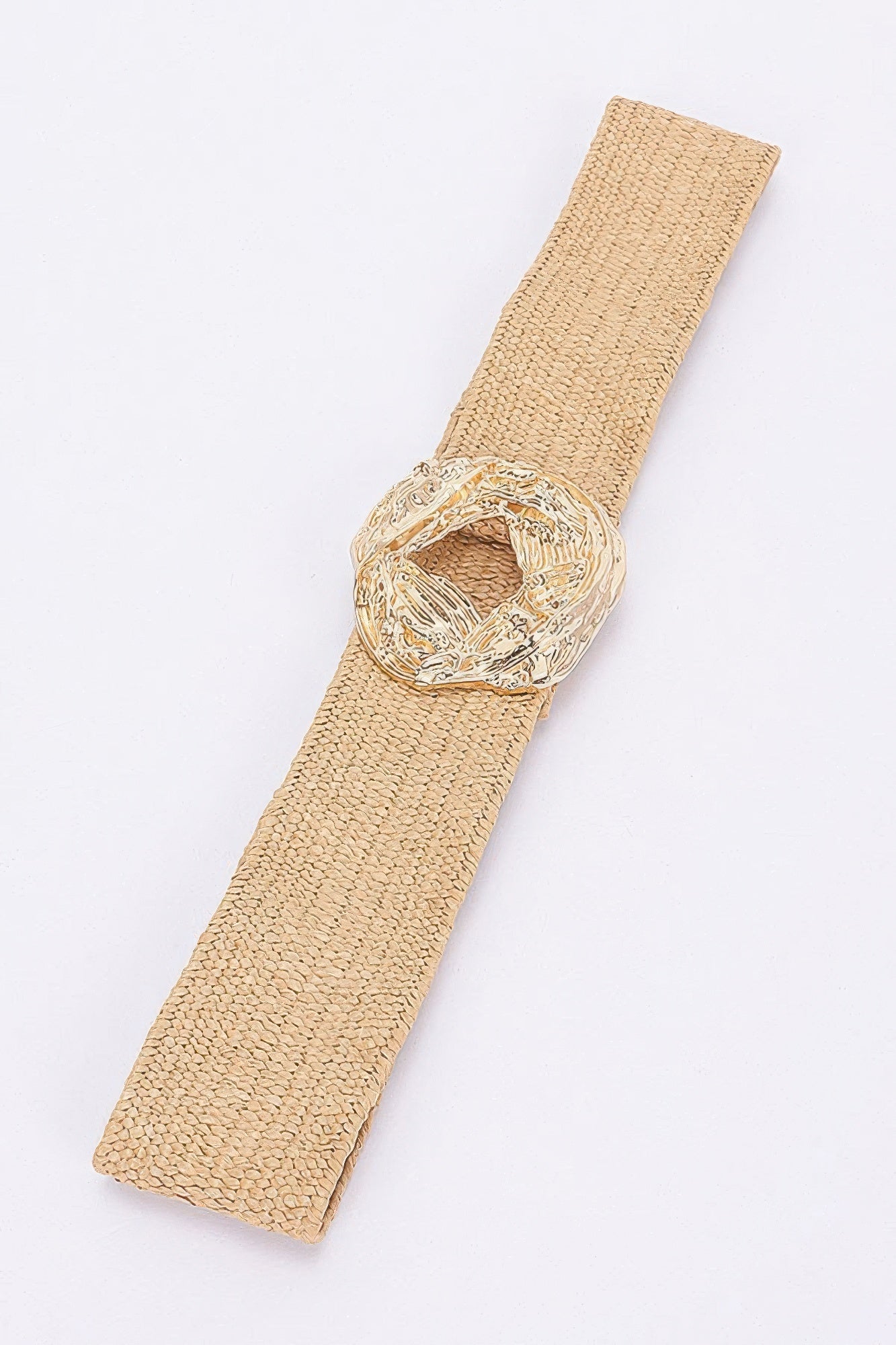Metal Buckle Elastic Faux Straw Belt product image