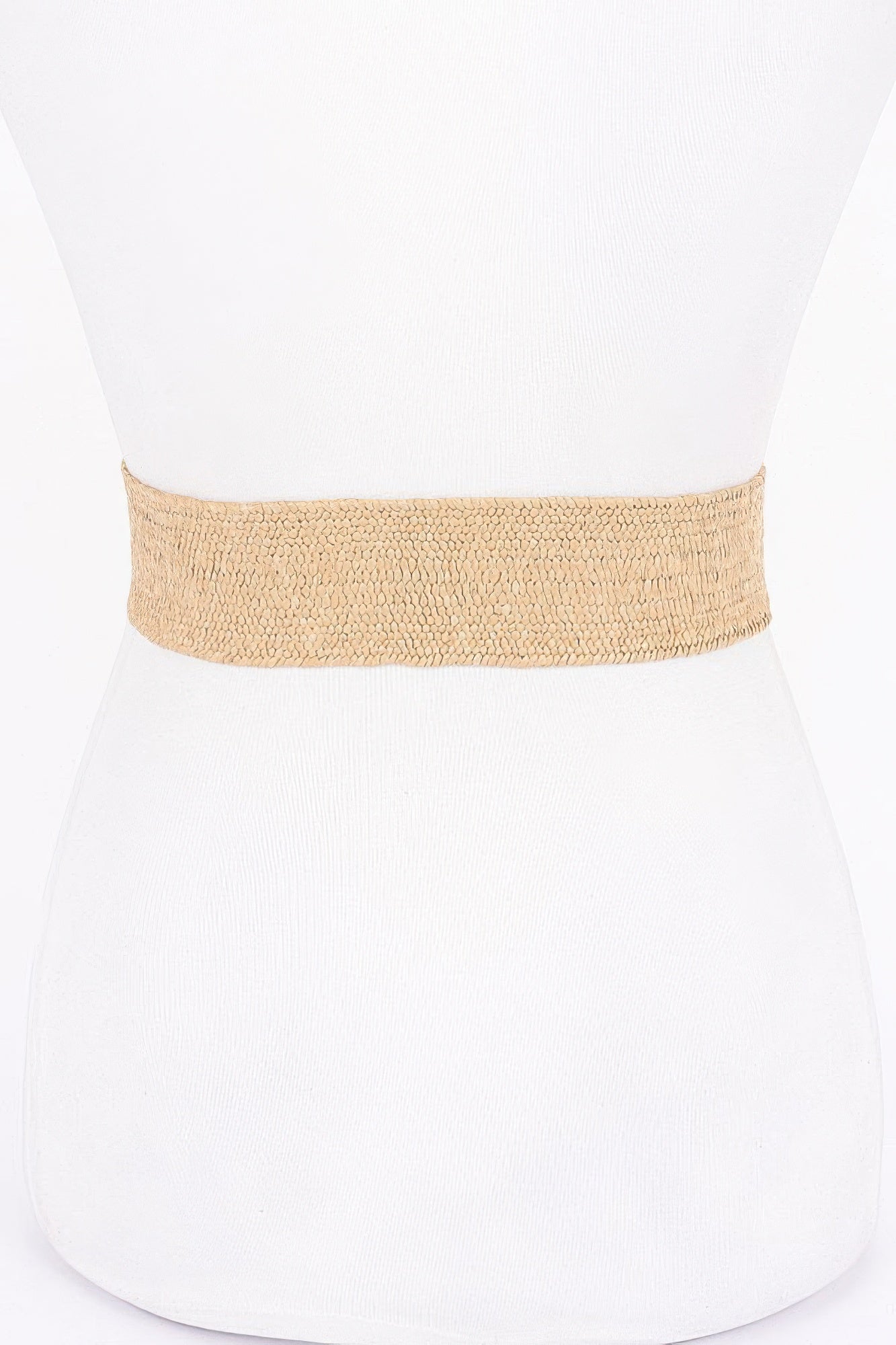 Metal Buckle Elastic Faux Straw Belt product image