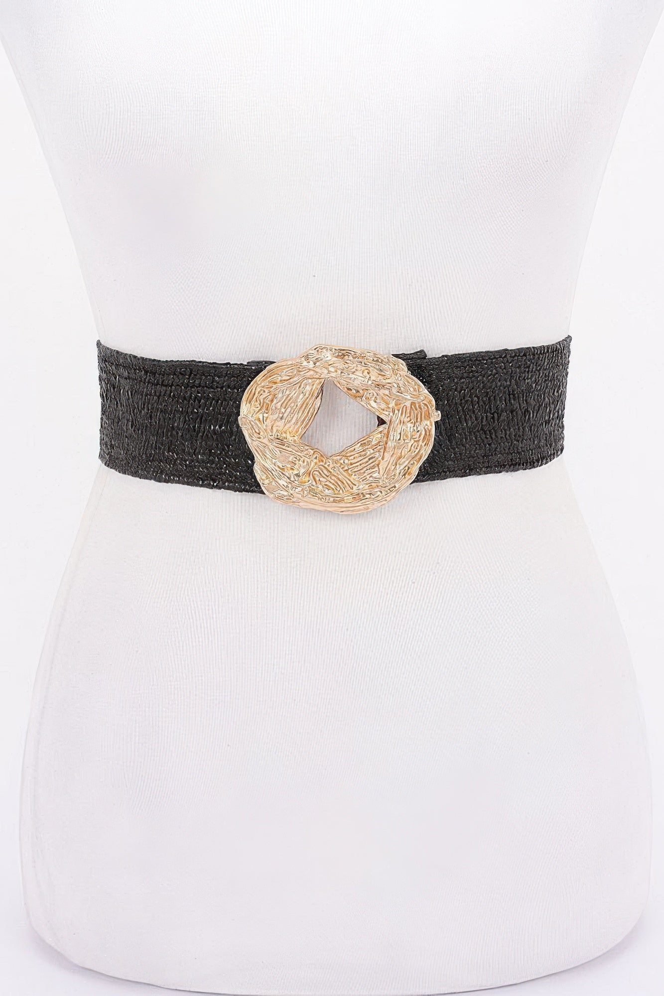Metal Buckle Elastic Faux Straw Belt product image
