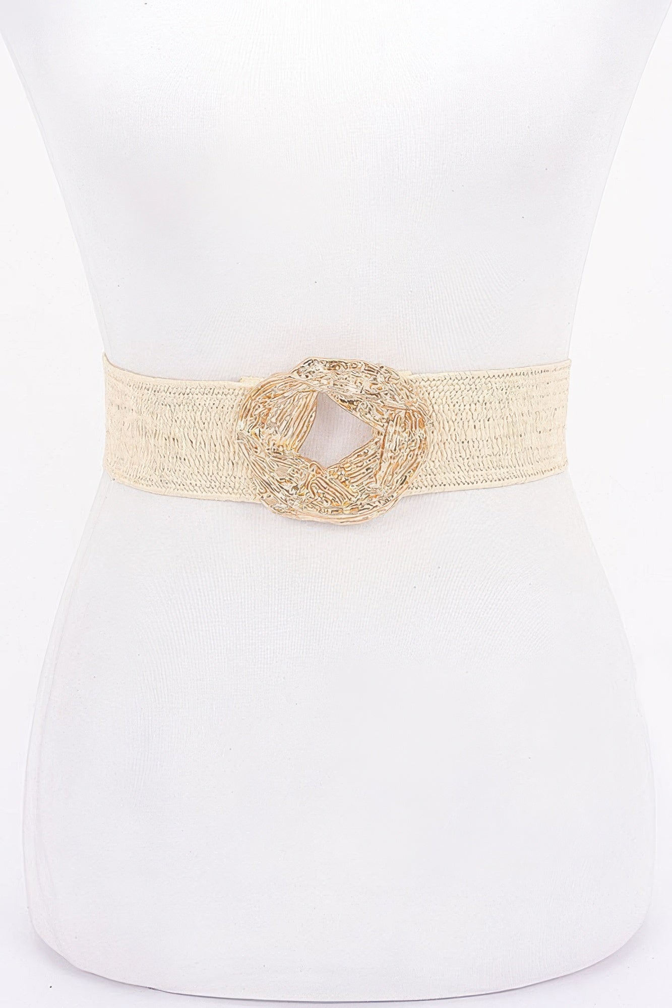 Metal Buckle Elastic Faux Straw Belt product image