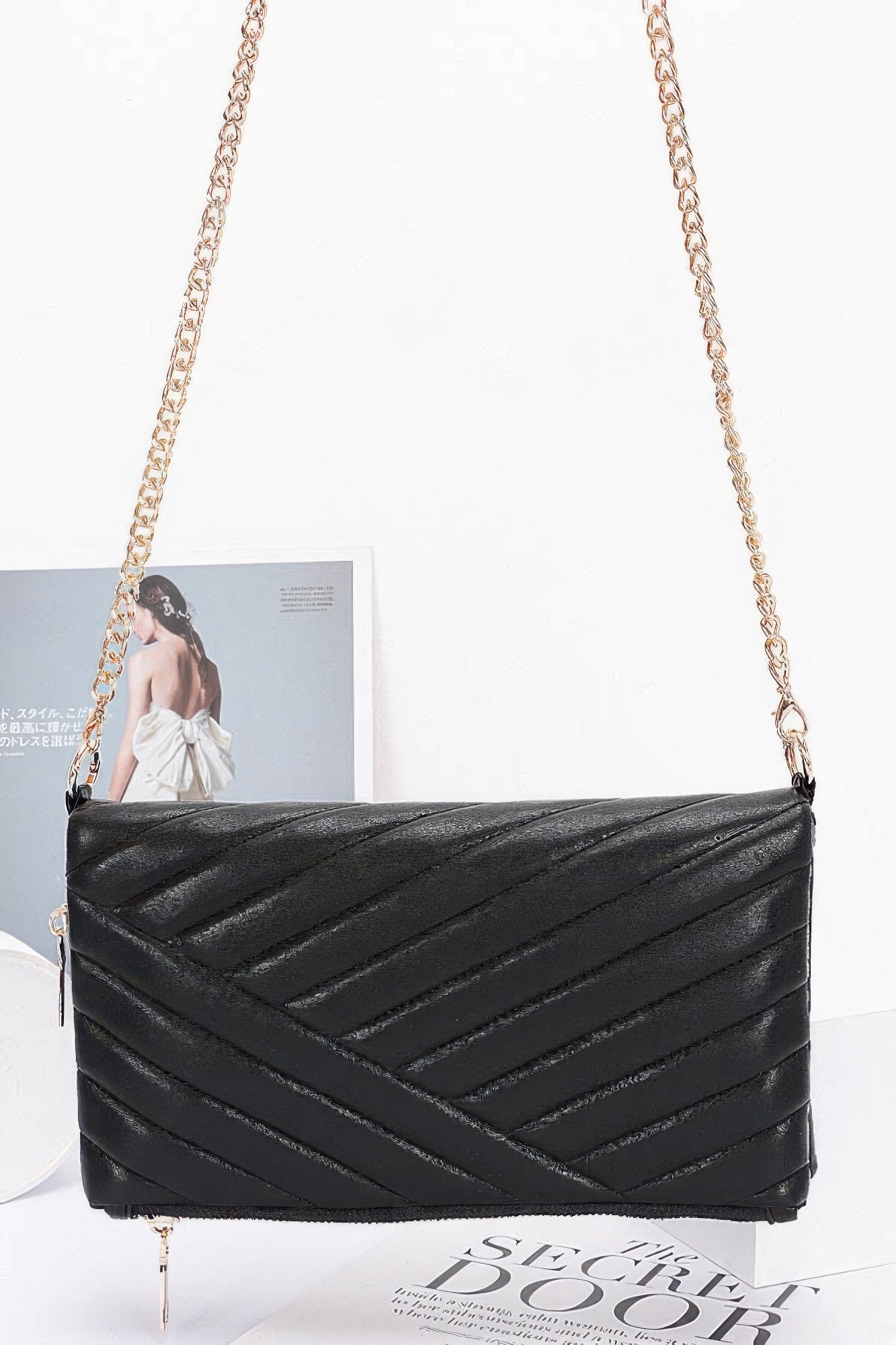 Quilted Faux Leather Half Folded Cltuch product image