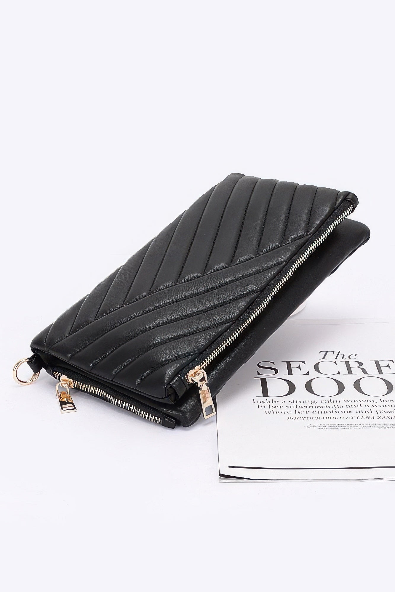 Quilted Faux Leather Half Folded Cltuch product image