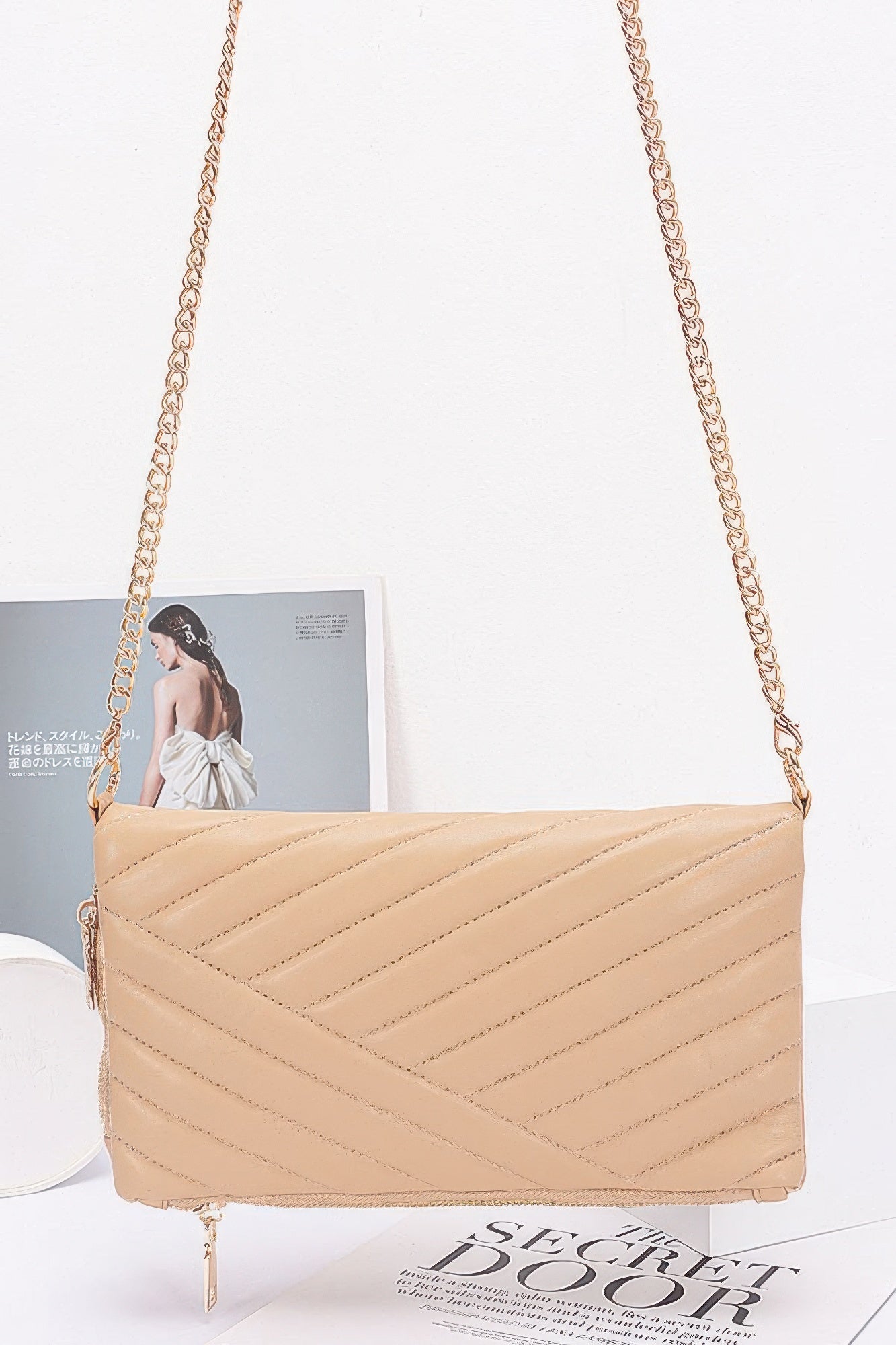 Quilted Faux Leather Half Folded Cltuch product image