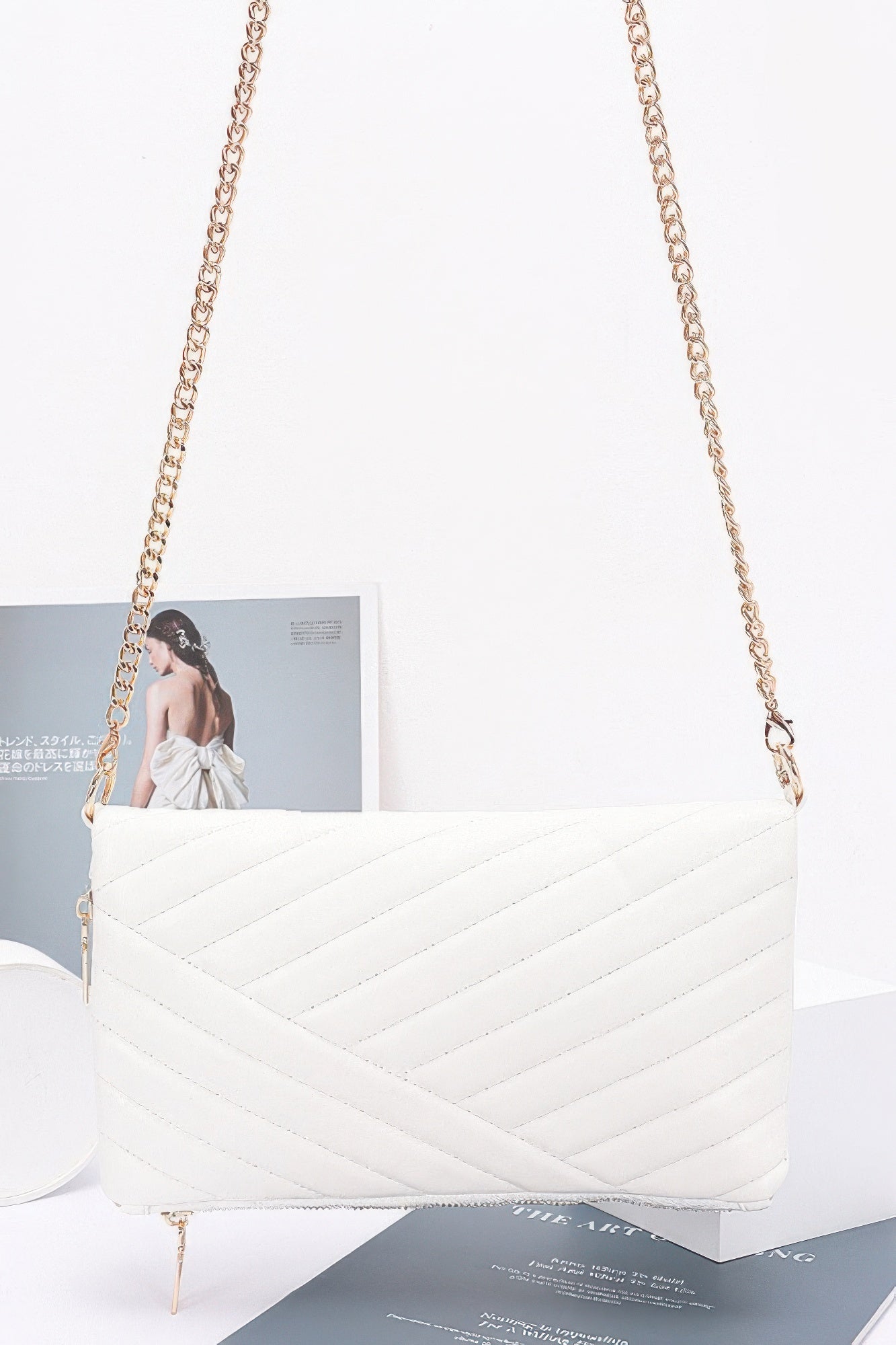 Quilted Faux Leather Half Folded Cltuch product image