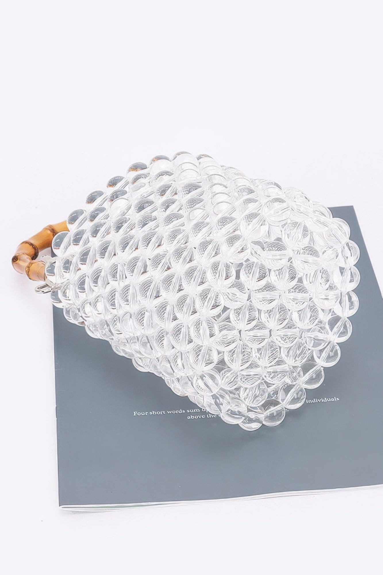 Bamboo Handle Transparent Bead Chic Tote Bag product image