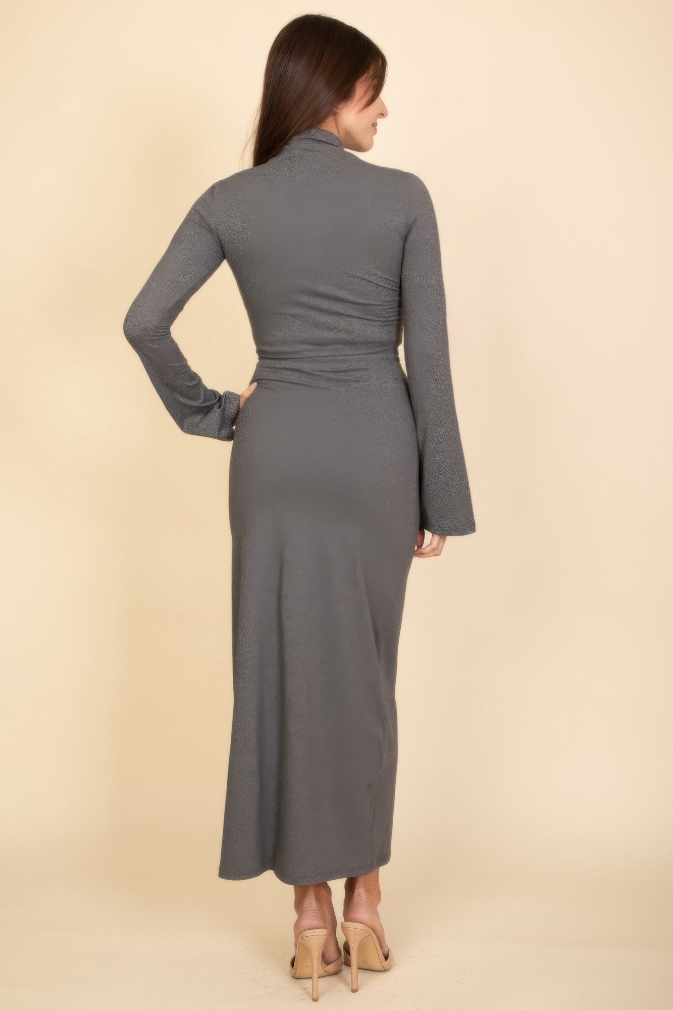 Mock Neck Bell Sleeve Crop Top & Maxi Skirt Set product image
