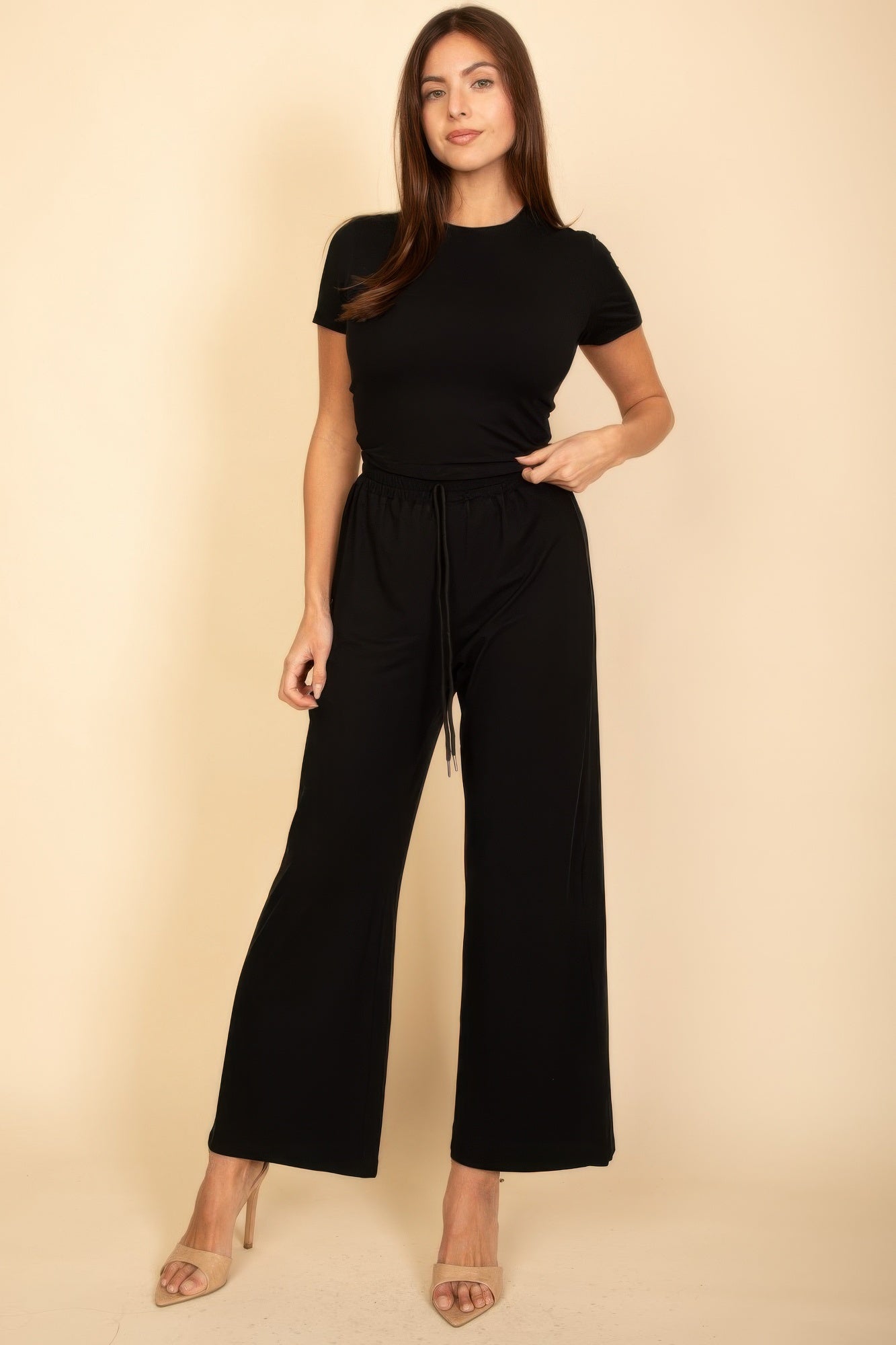 Relaxed Fit Top And Wide-leg Pants Set product image