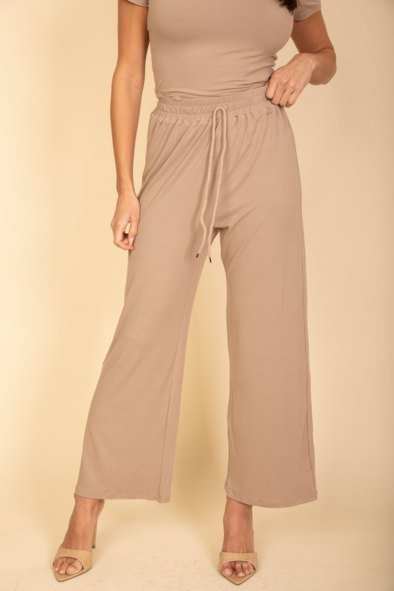 Relaxed Fit Top And Wide-leg Pants Set product image