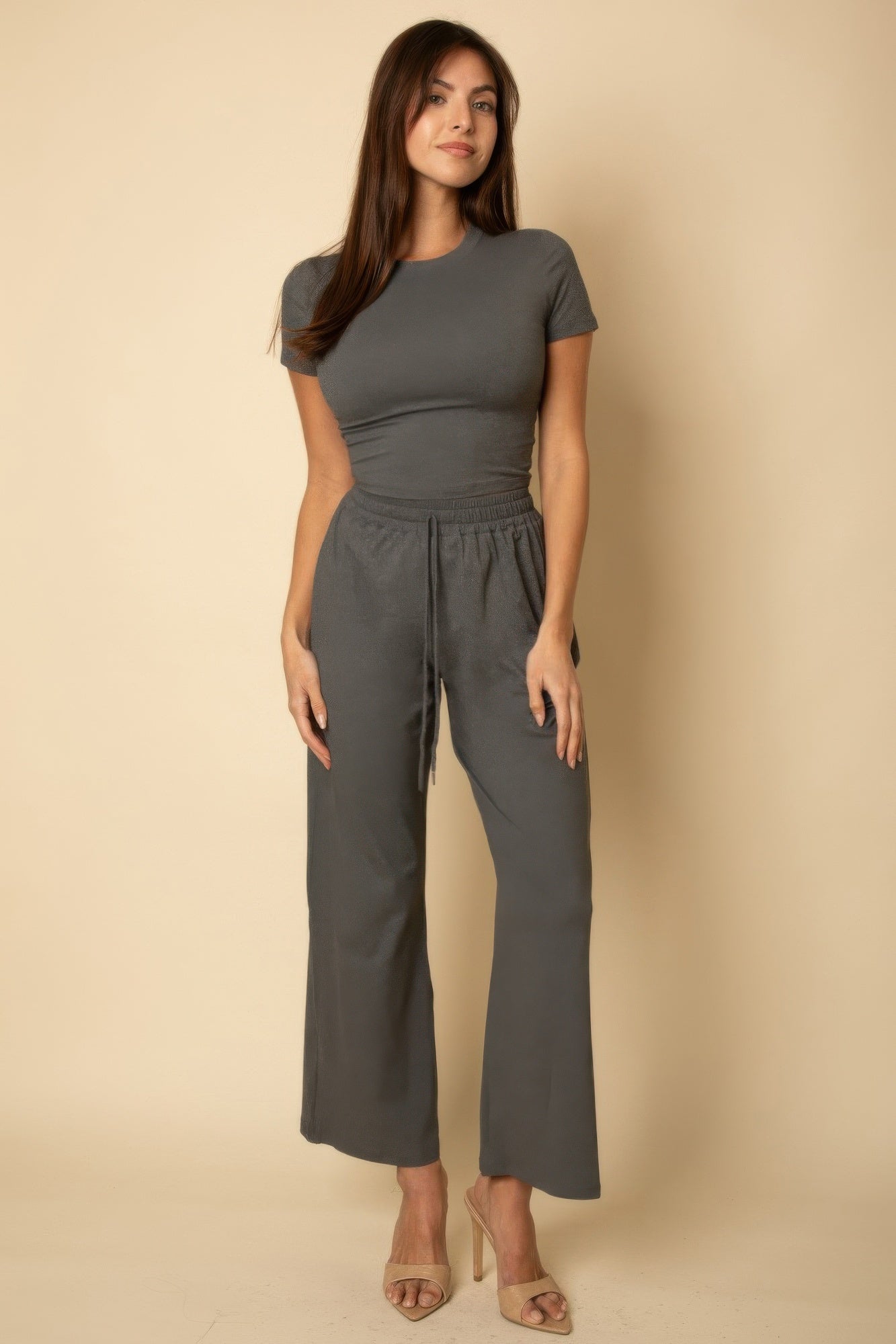 Relaxed Fit Top And Wide-leg Pants Set product image
