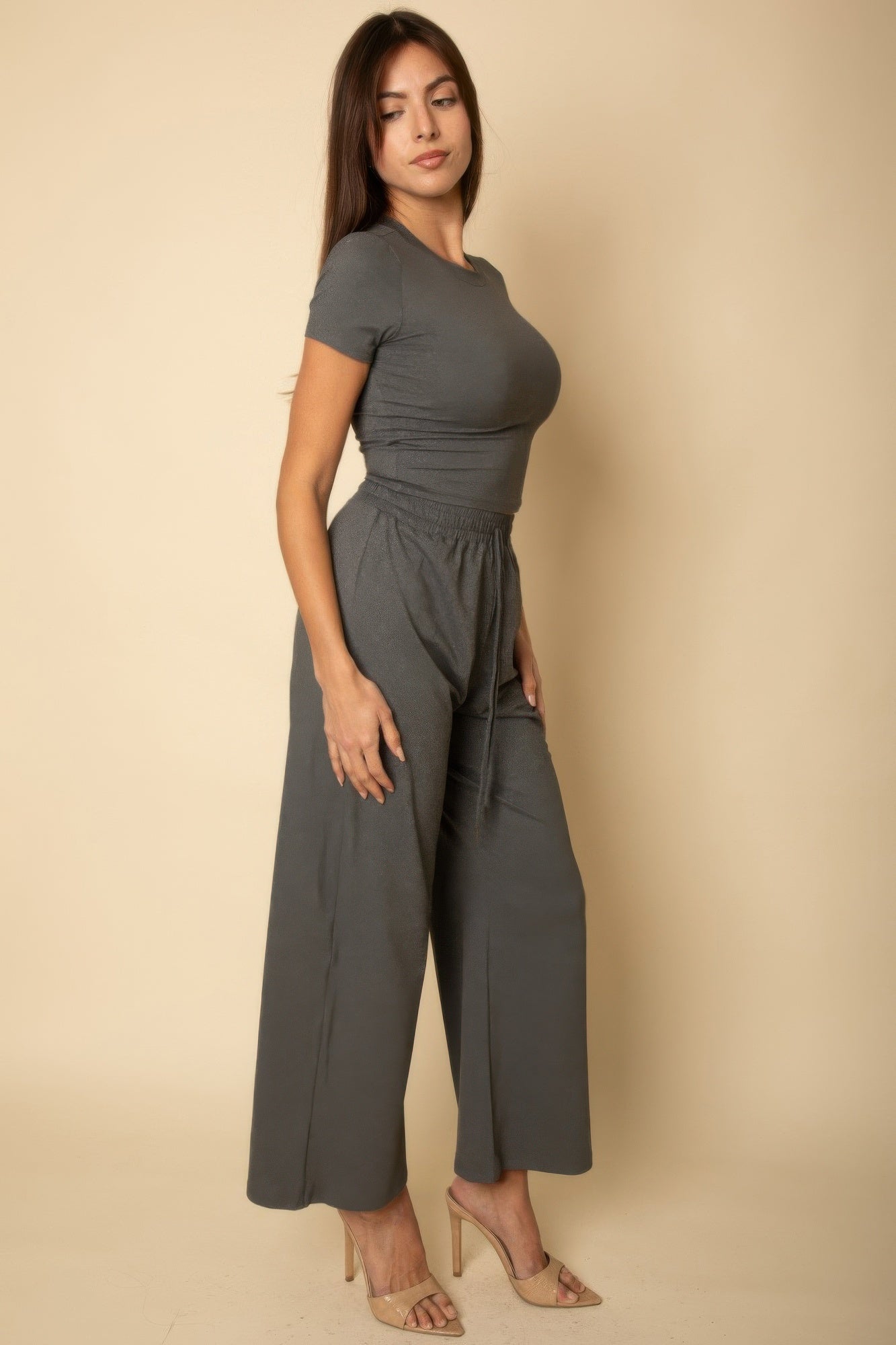 Relaxed Fit Top And Wide-leg Pants Set product image
