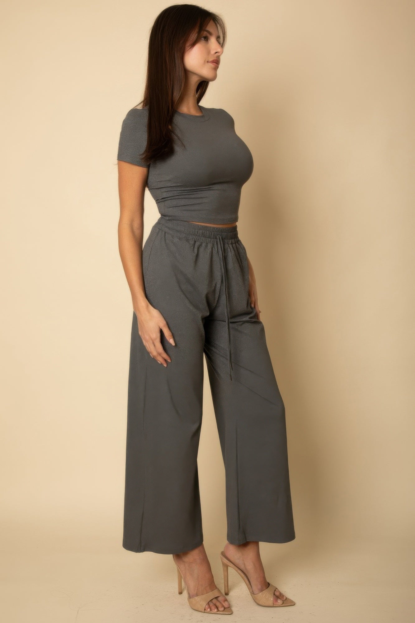 Relaxed Fit Top And Wide-leg Pants Set product image