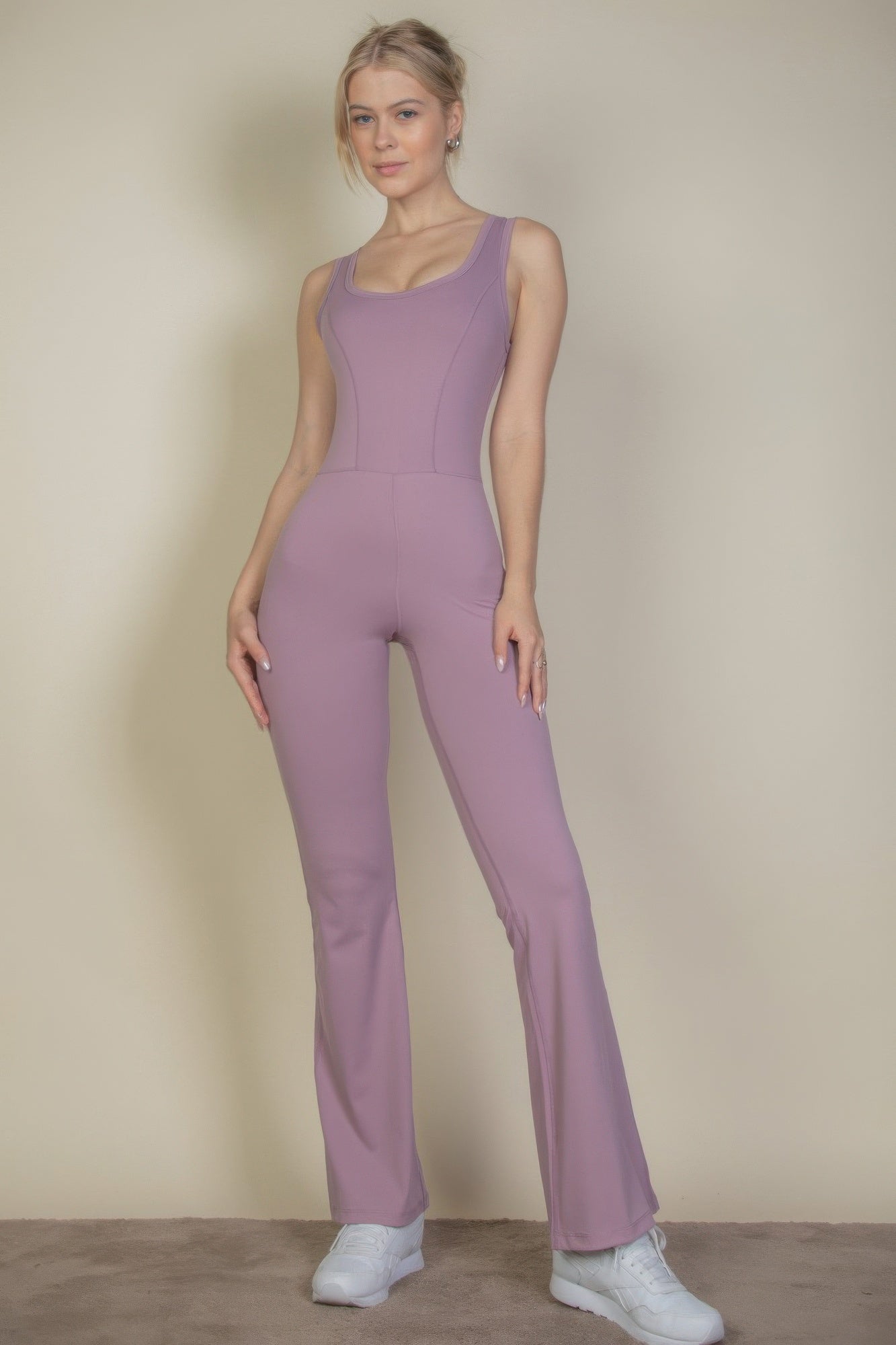 Solid Flare Leg Sports Jumpsuit product image