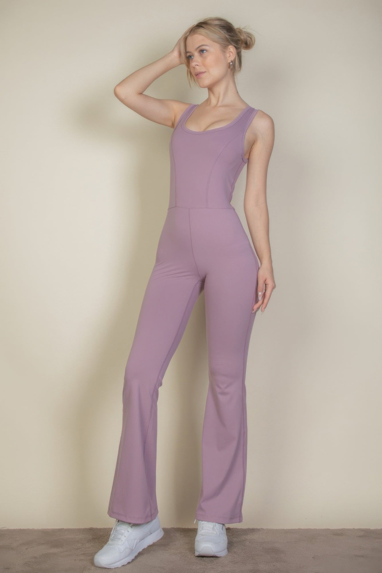 Solid Flare Leg Sports Jumpsuit product image
