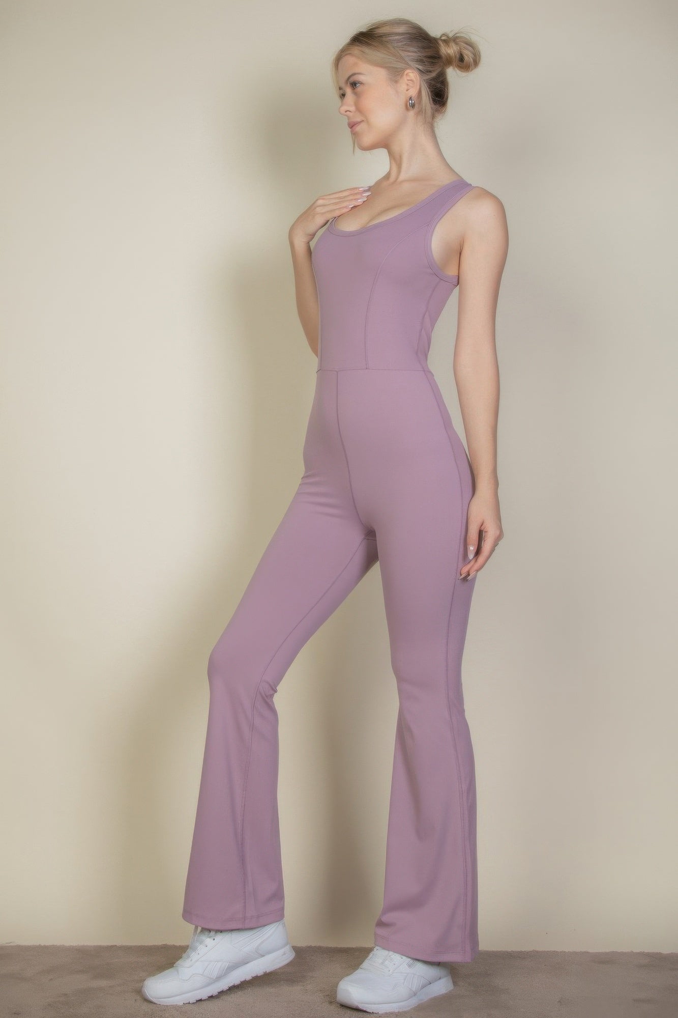 Solid Flare Leg Sports Jumpsuit product image