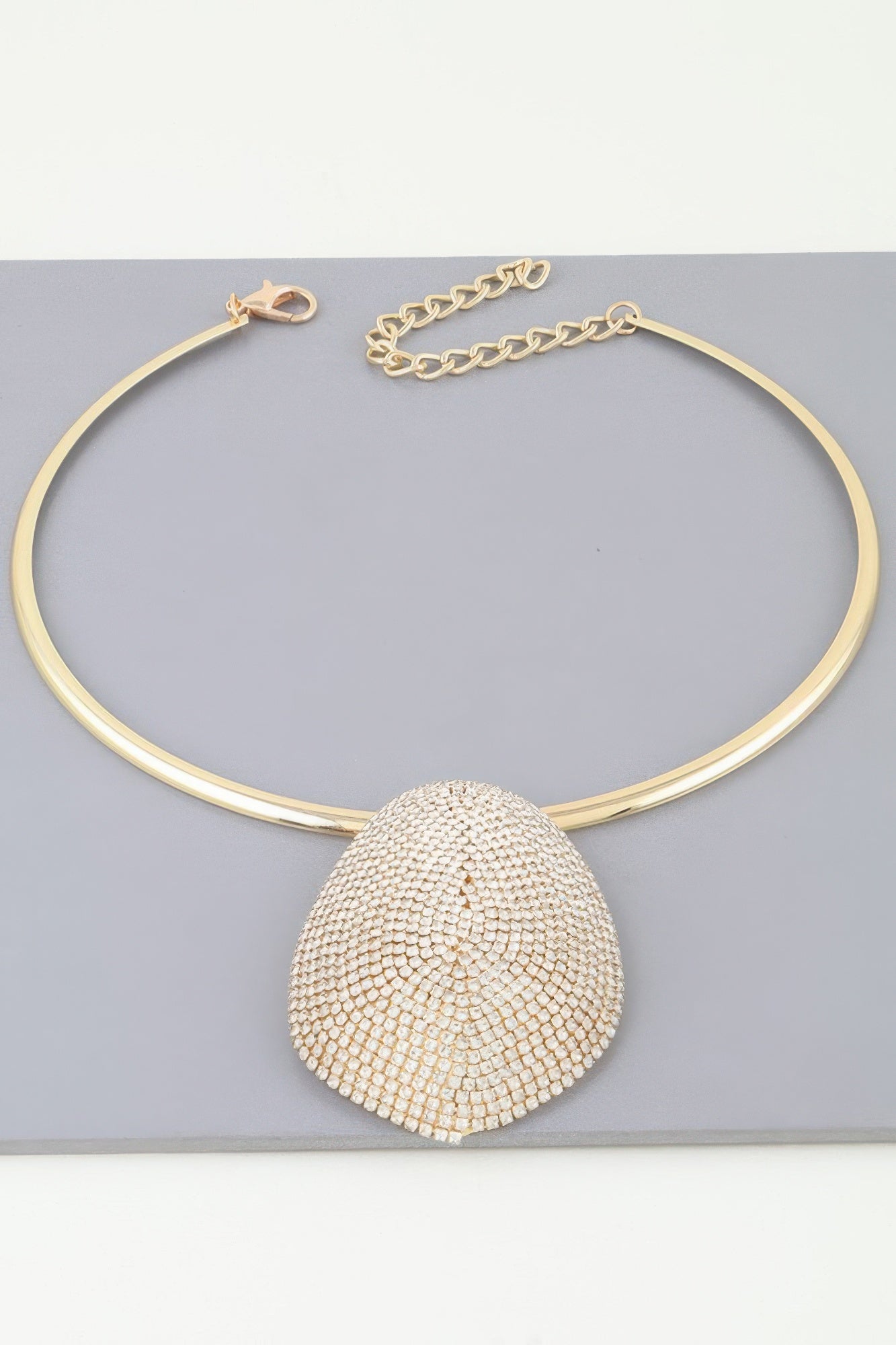 Rhinestone Plate Choker Necklace product image