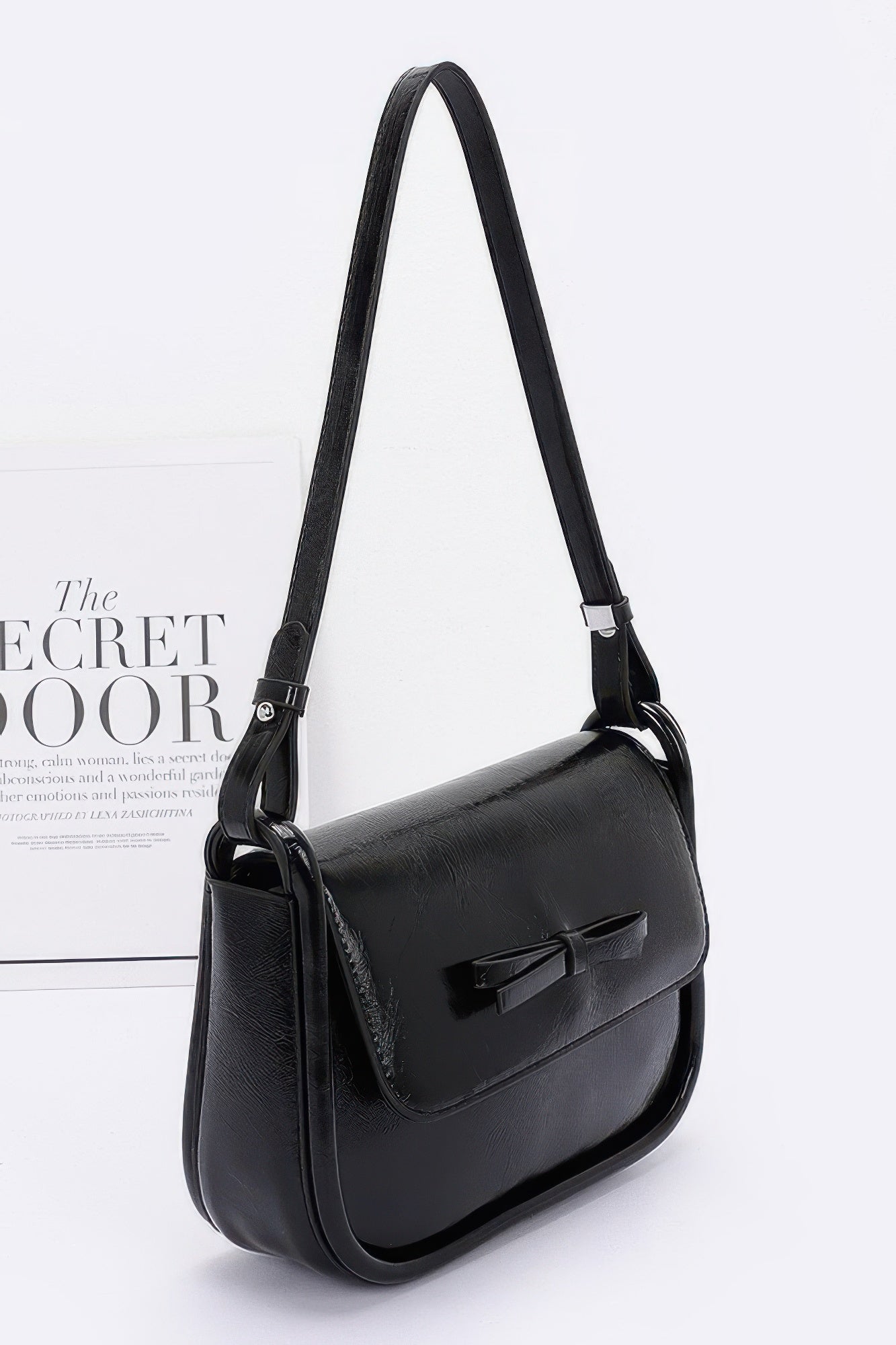 Faux Leather Bow Flap Bag product image