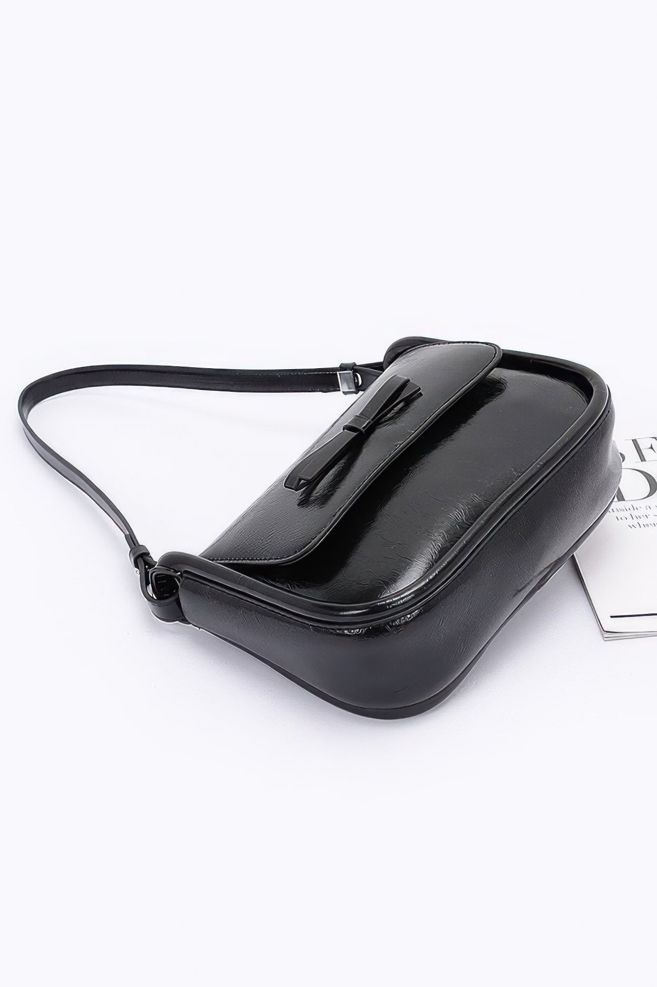 Faux Leather Bow Flap Bag product image