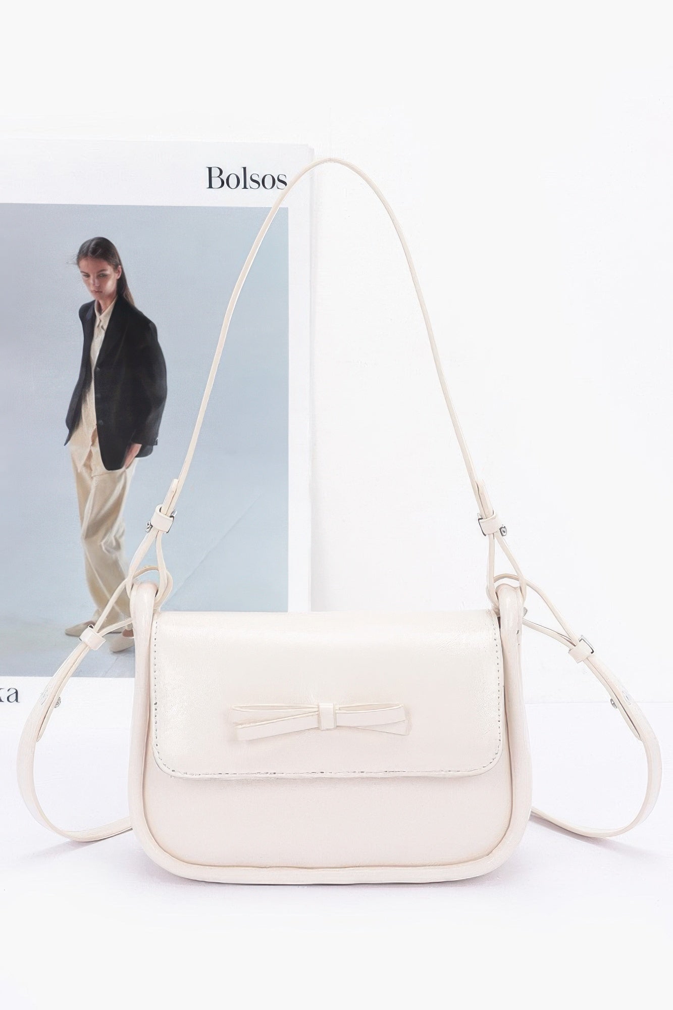 Faux Leather Bow Flap Bag product image