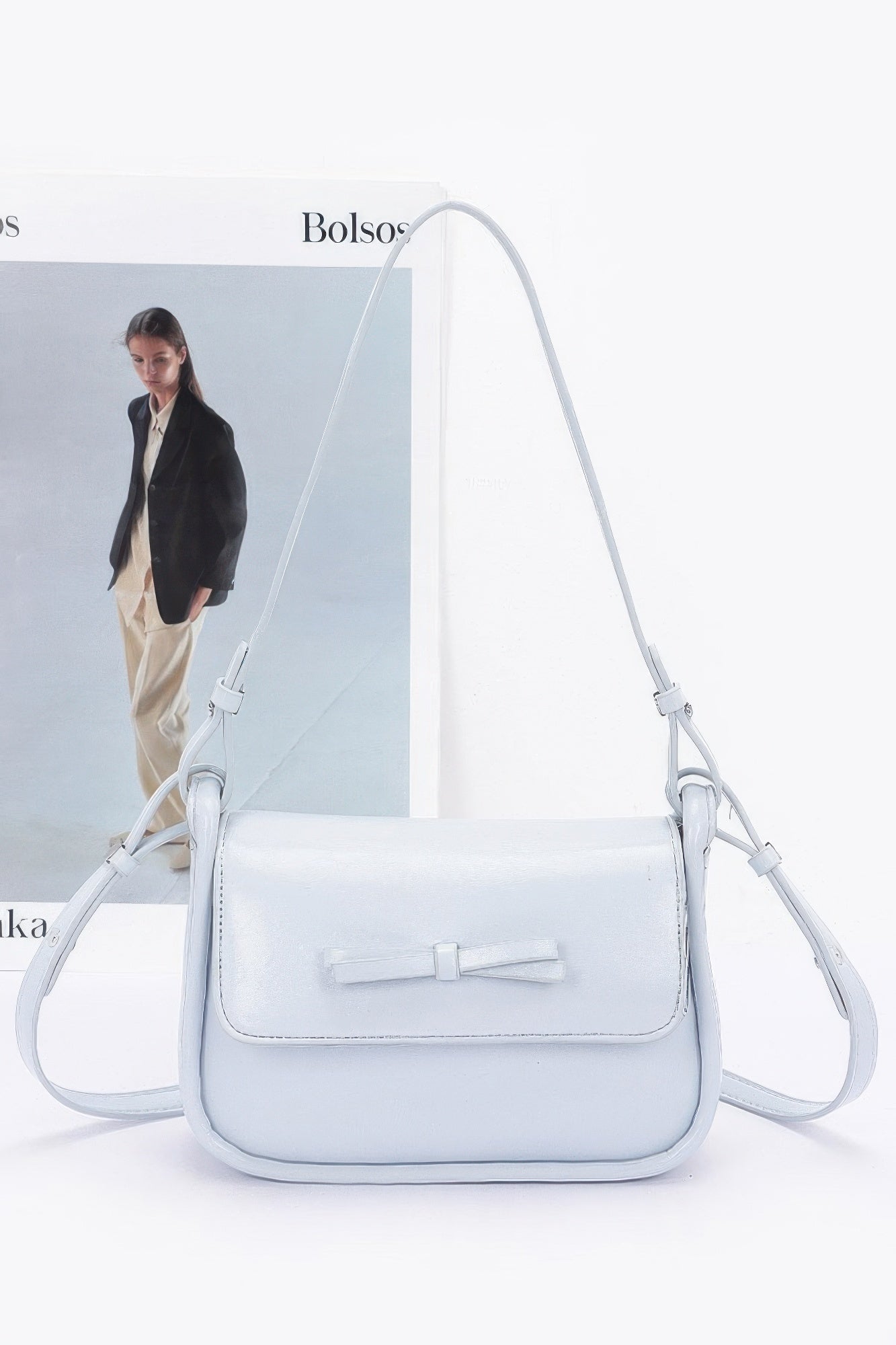 Faux Leather Bow Flap Bag product image