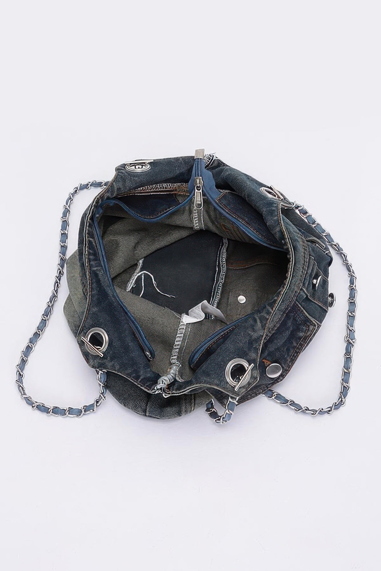 Washed Denim Double Pockets Tote Bag product image
