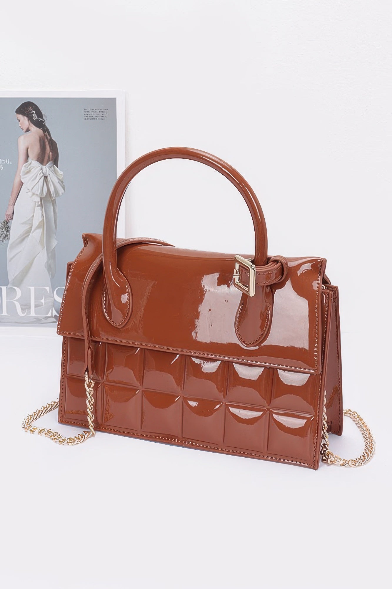 Embossed Enamel Top Handle Bag product image