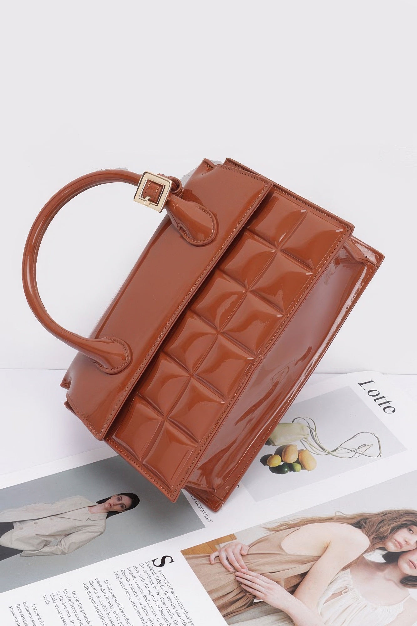 Embossed Enamel Top Handle Bag product image