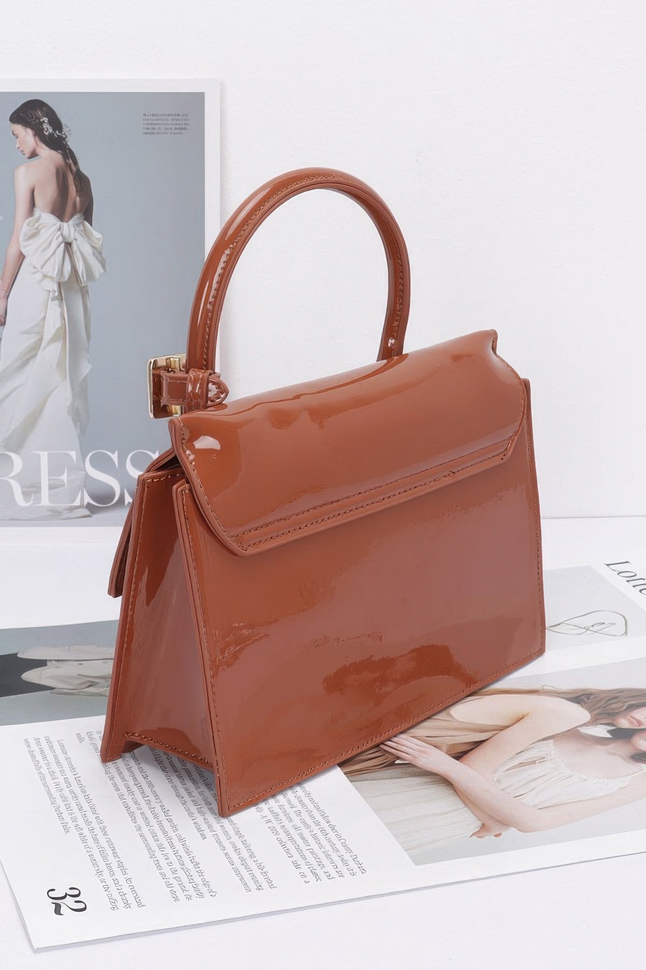 Embossed Enamel Top Handle Bag product image