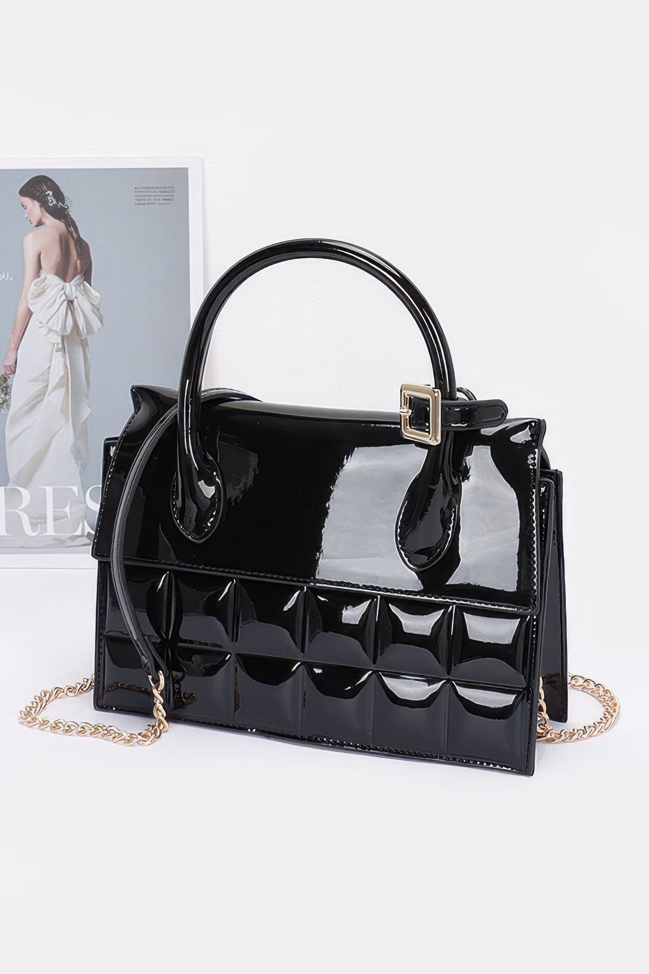 Embossed Enamel Top Handle Bag product image