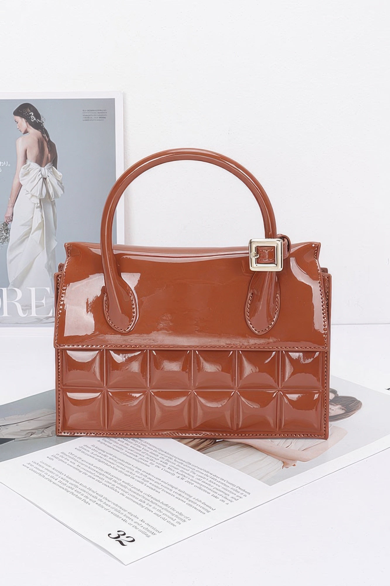 Embossed Enamel Top Handle Bag product image