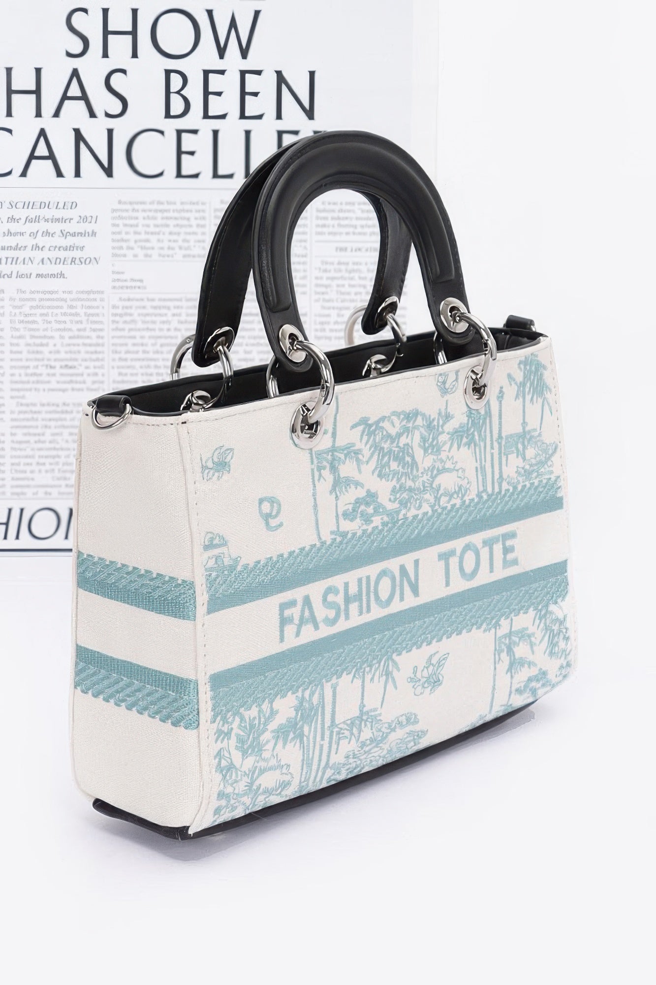 Embroidery Faux Leather Tote Bag product image