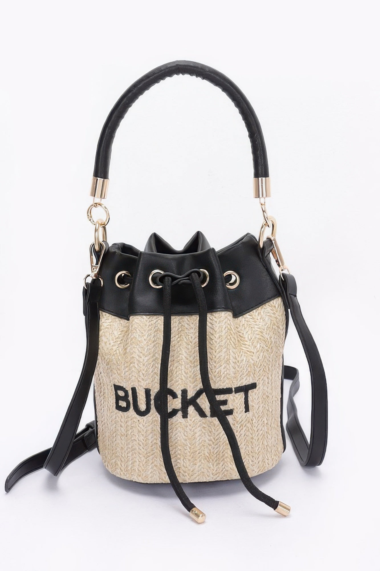 Faux Straw Bucket Bag product image