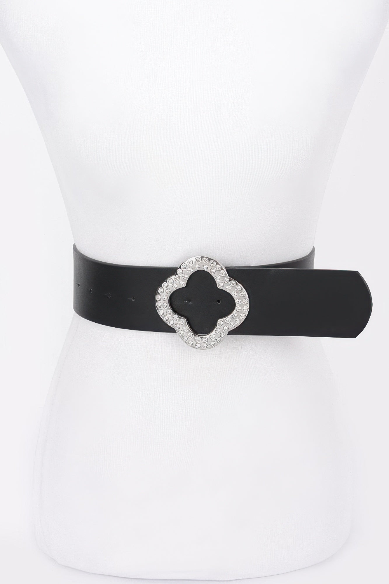 Rhinestone Metal Buckle Metallic Stretch Belt product image