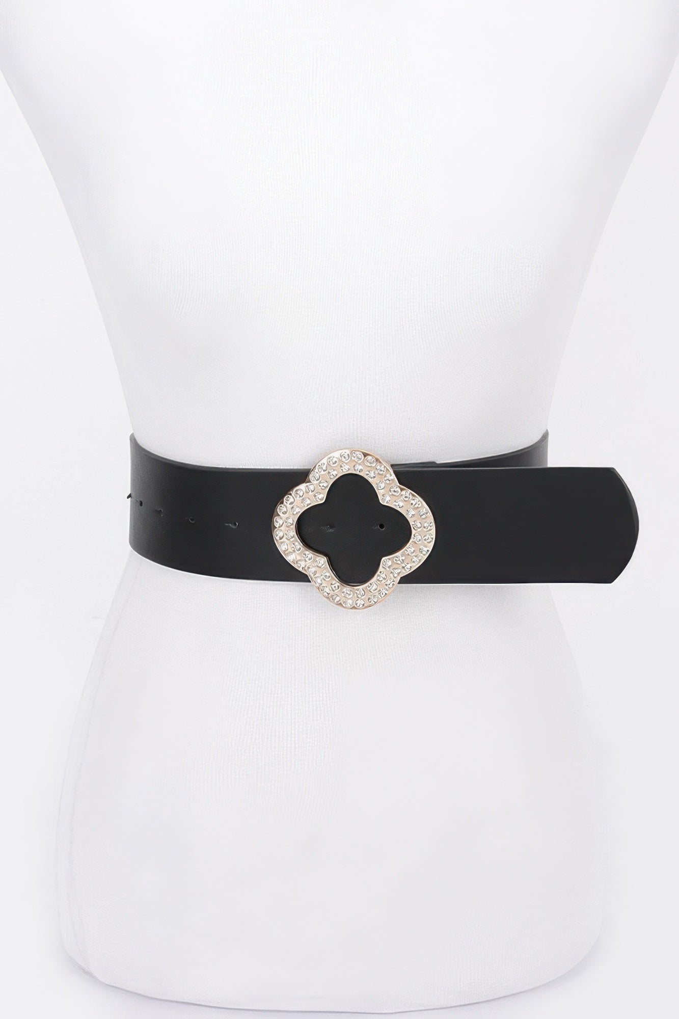 Rhinestone Metal Buckle Metallic Stretch Belt product image