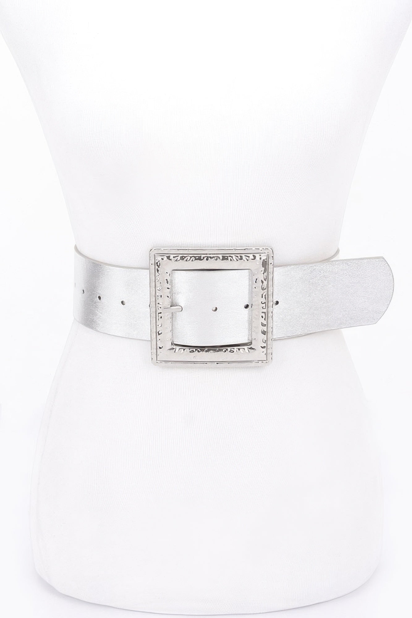 Hammered Metal Buckle Stretch Belt product image