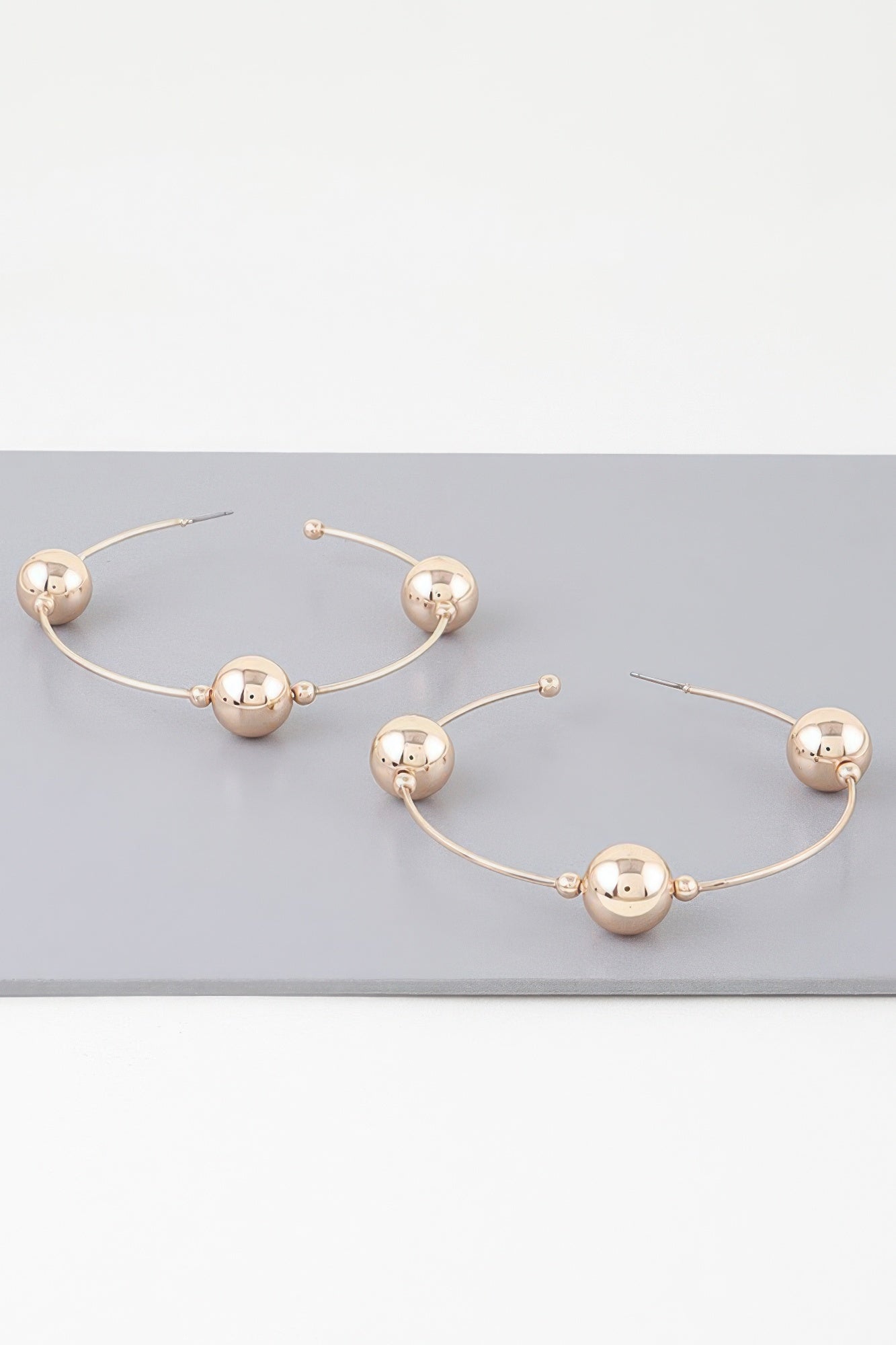 Triple Shiny Bead Hoop Earrings product image