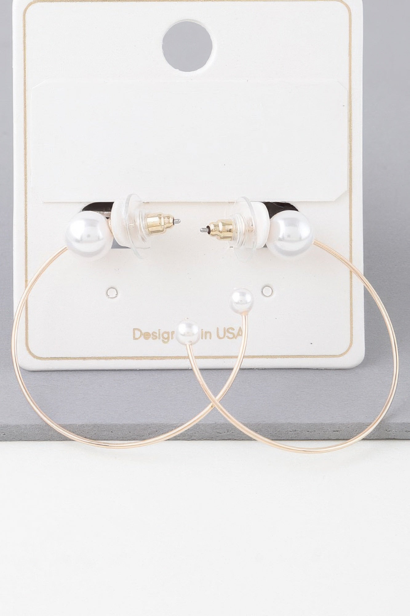 Shiny Delicate Pearl Hoop Earrings product image