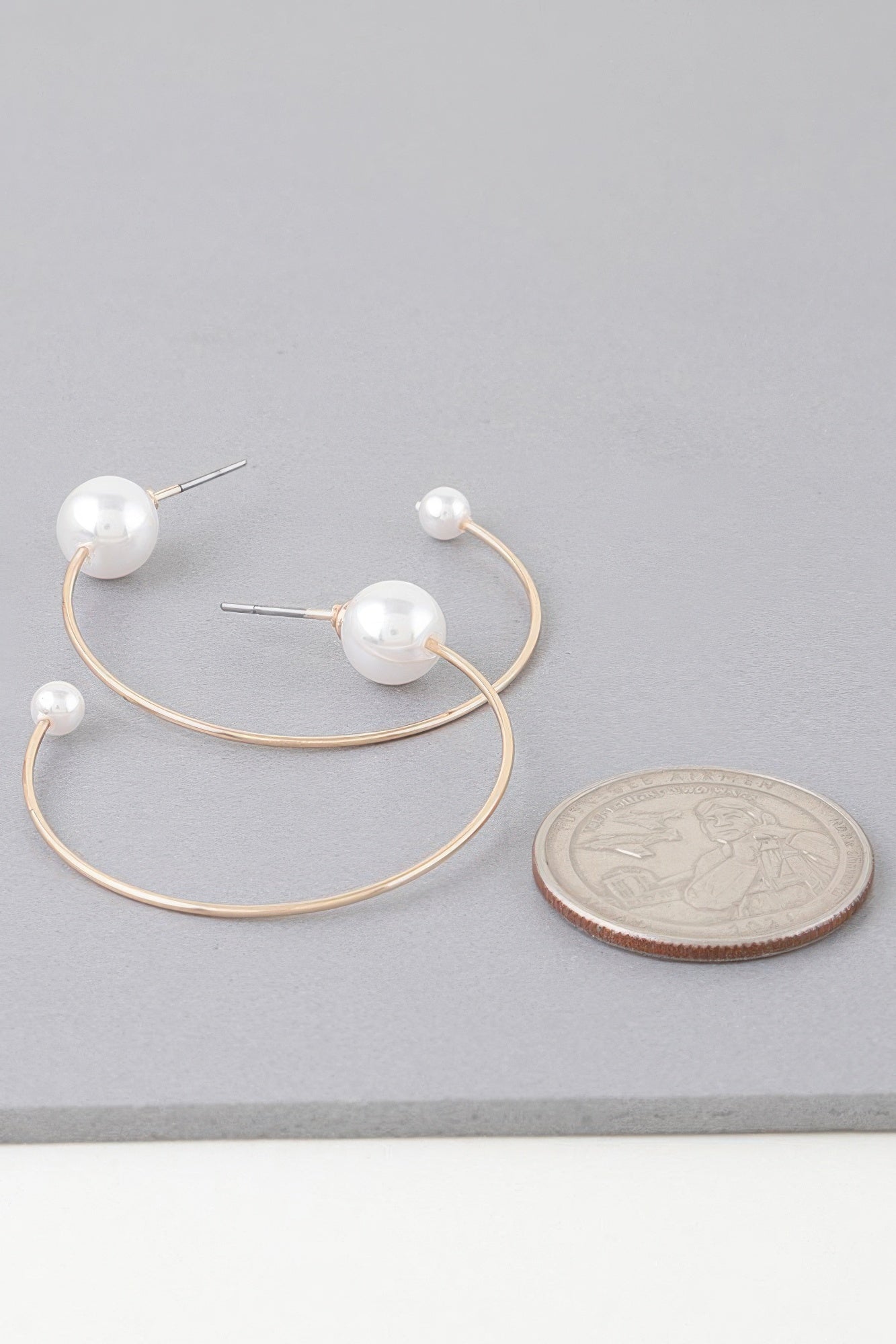 Shiny Delicate Pearl Hoop Earrings product image
