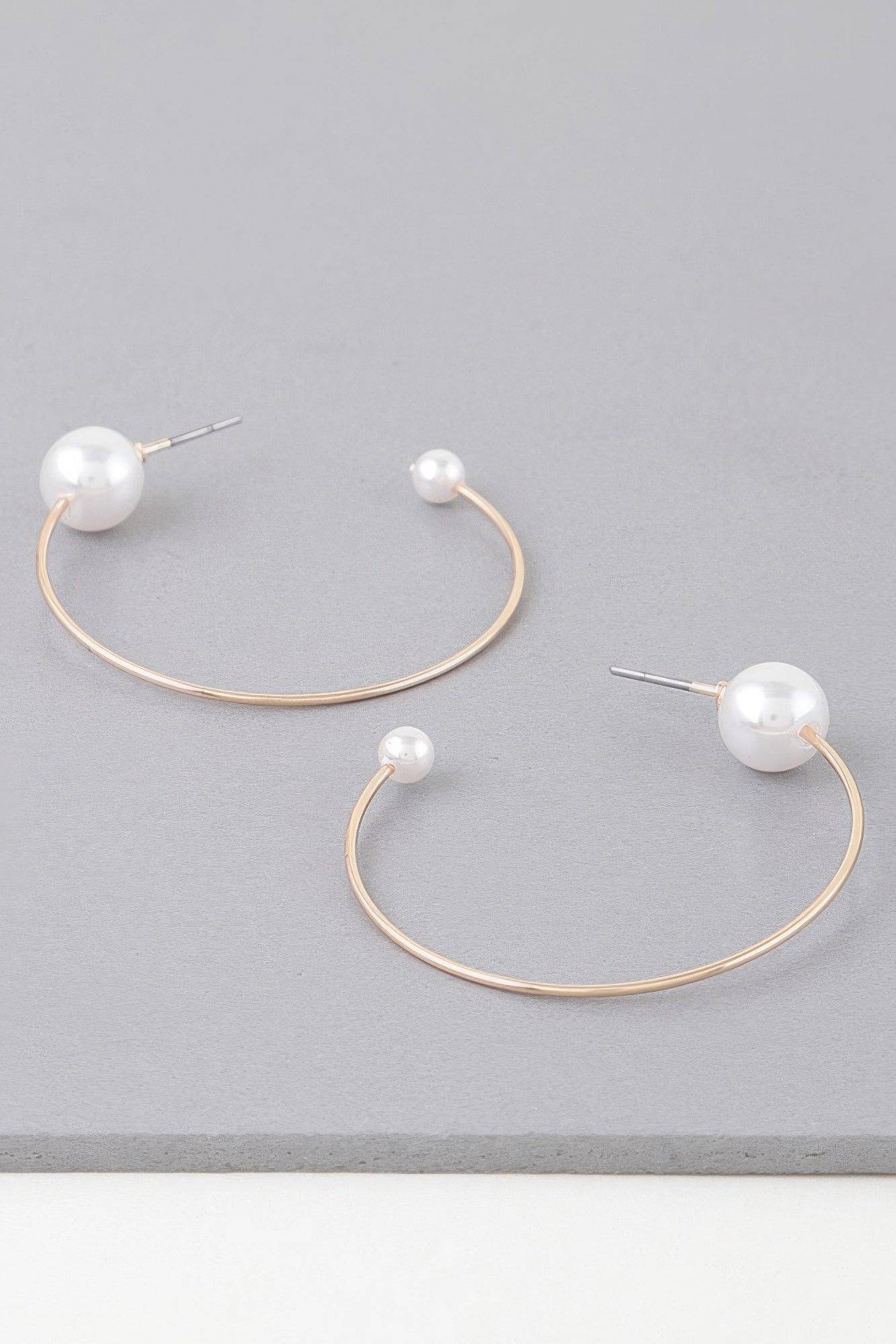 Shiny Delicate Pearl Hoop Earrings product image